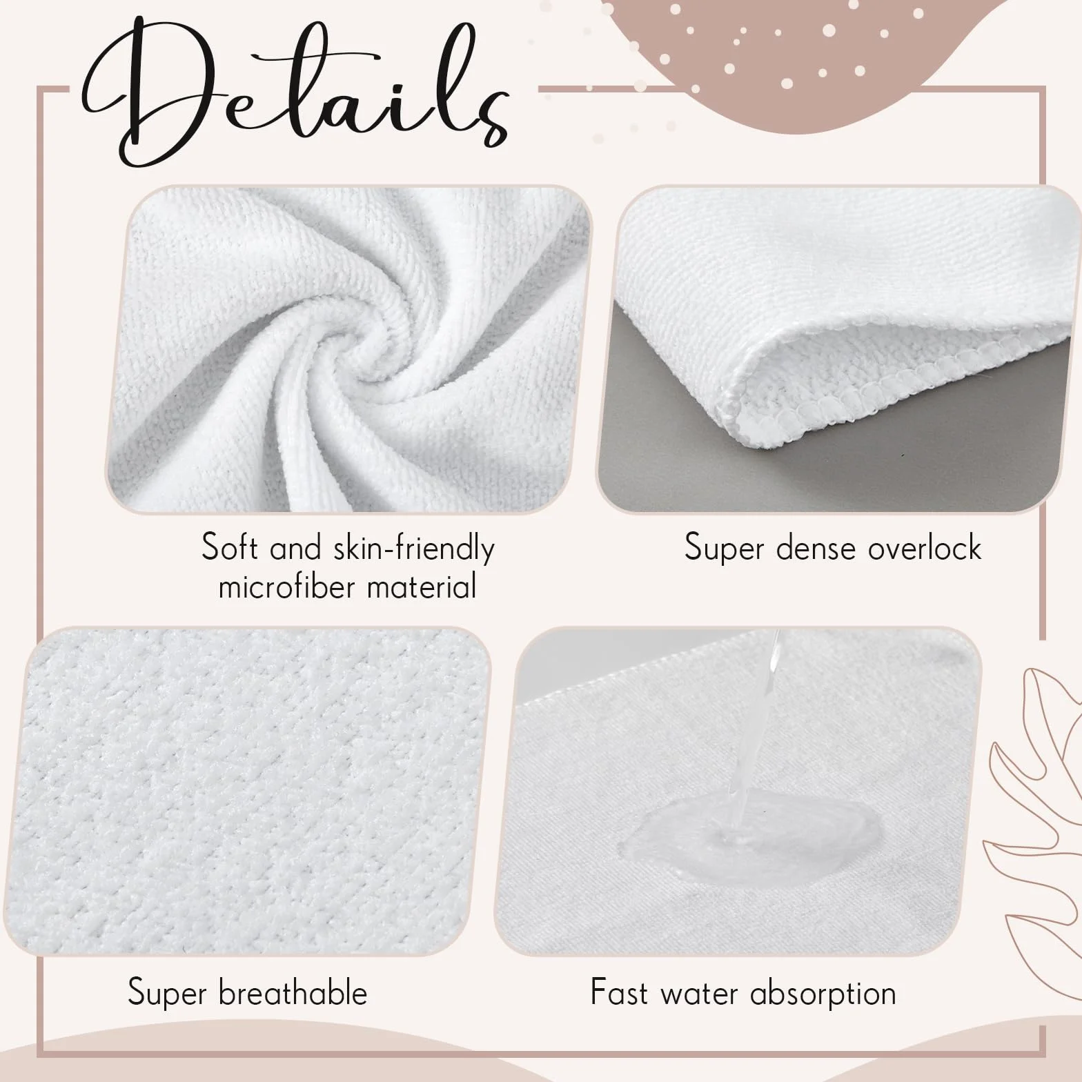 Hestya 30 Toallas de Microfibra de Secado Rápido Paños de Cara Absorbentes Suaves Pañuelos Faciales de Limpieza Reutilizables para Adultos SPA Deporte Belleza(Blanco,25 x 25 cm)