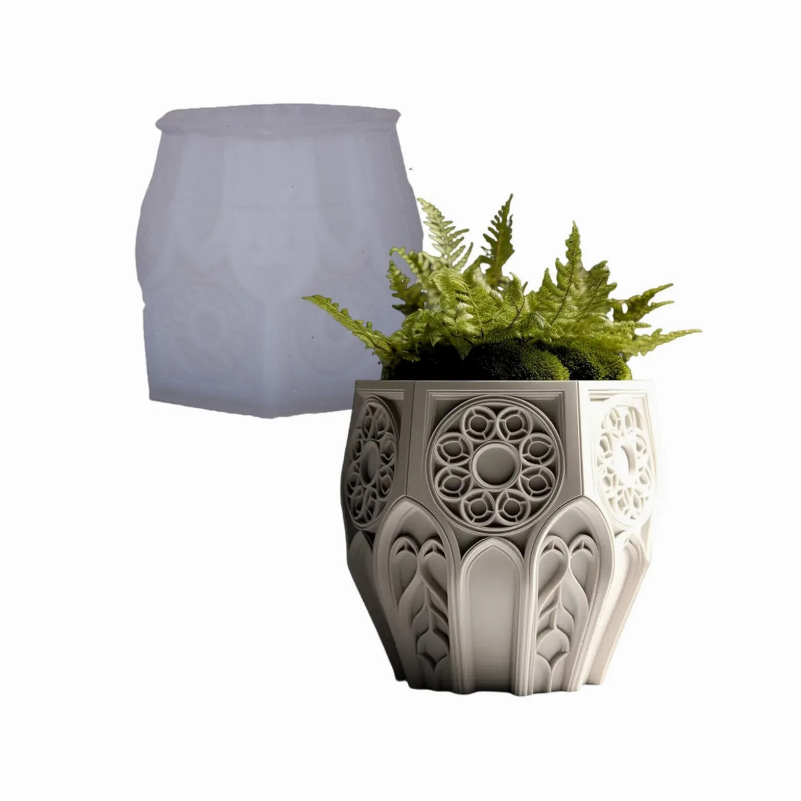 Ventana Sgape Vela Taza Maceta Relieve Molde de Silicona Herramienta de Fabricación Artesanía Macetero de Resina Regalo Creativo Molde de Contenedor de Vela Decorativo