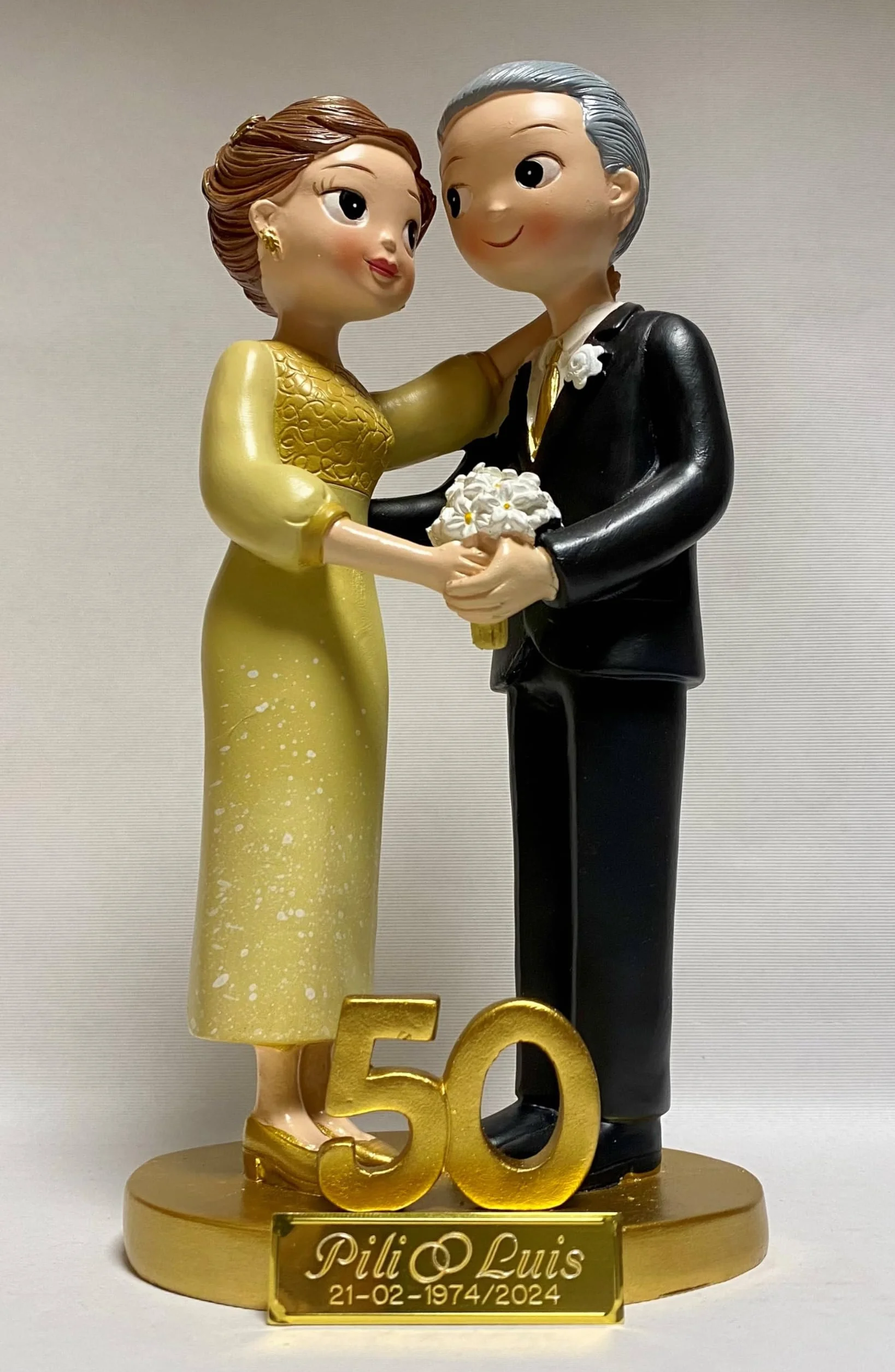 Figurita Tarta Bodas de Oro 50 Aniversario GRABADA para Pastel