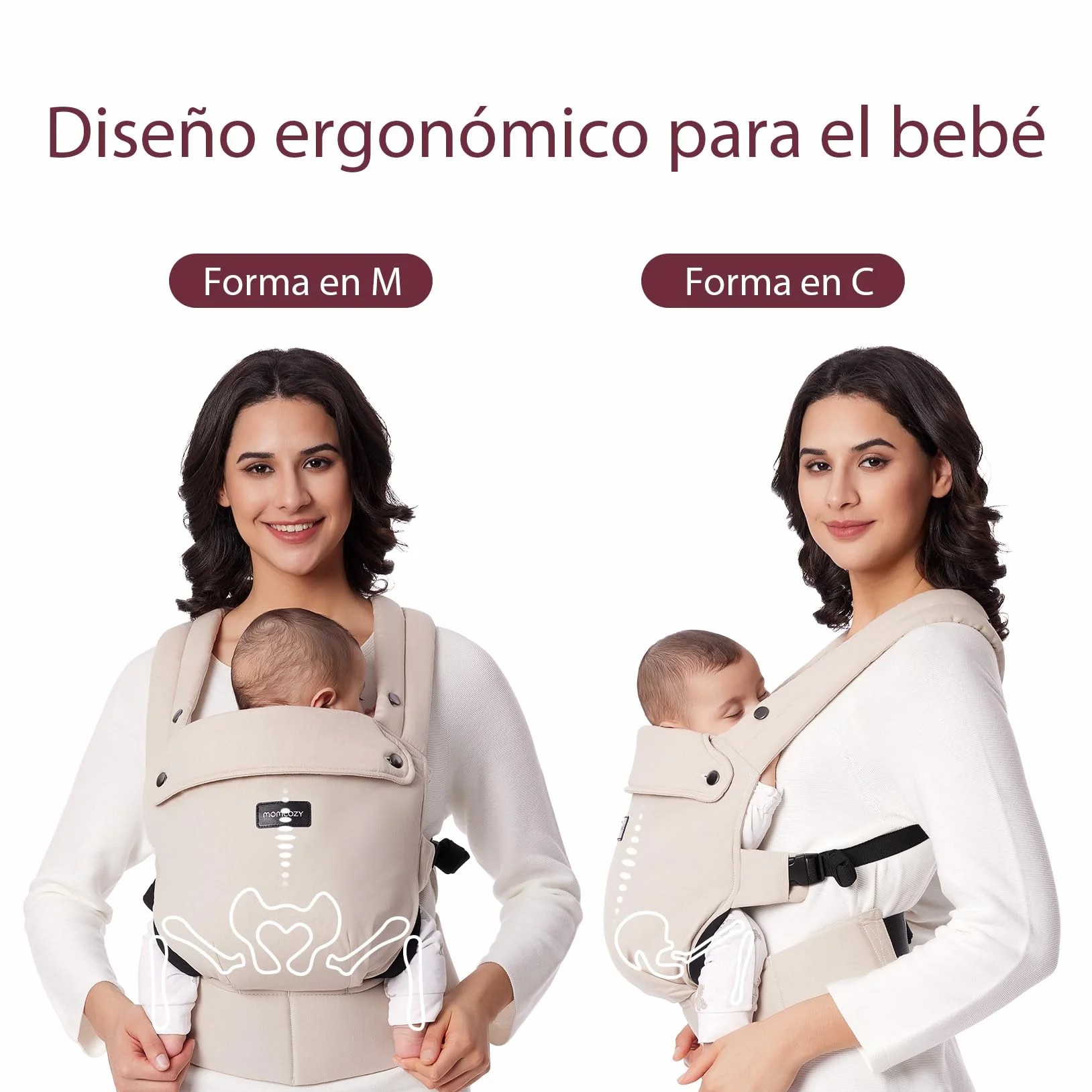 Momcozy Mochila Portabebés Ergonómica Ligera para Bebés 3-24 Meses Soporte Lumbar