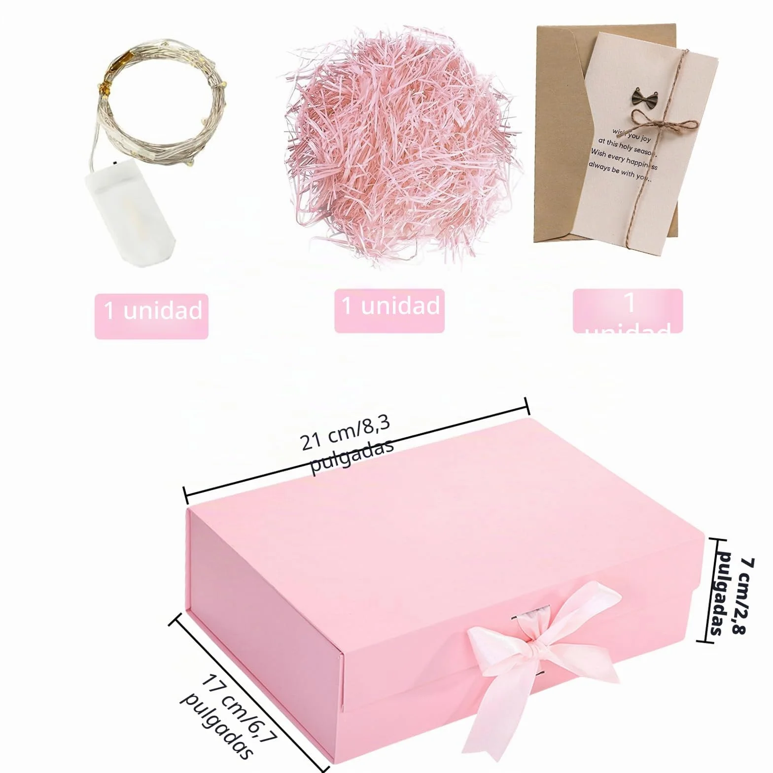 Caja de Regalo con Lazo, 21x17x7cm Regalo de Reutilizable Creative Box,Caja de Regalo Magnética Cajas Regalo con Tapa, Cajas de Carton de Regalo Lujo, para Bodas Cumpleaños Envoltura de Presenta-Rosa