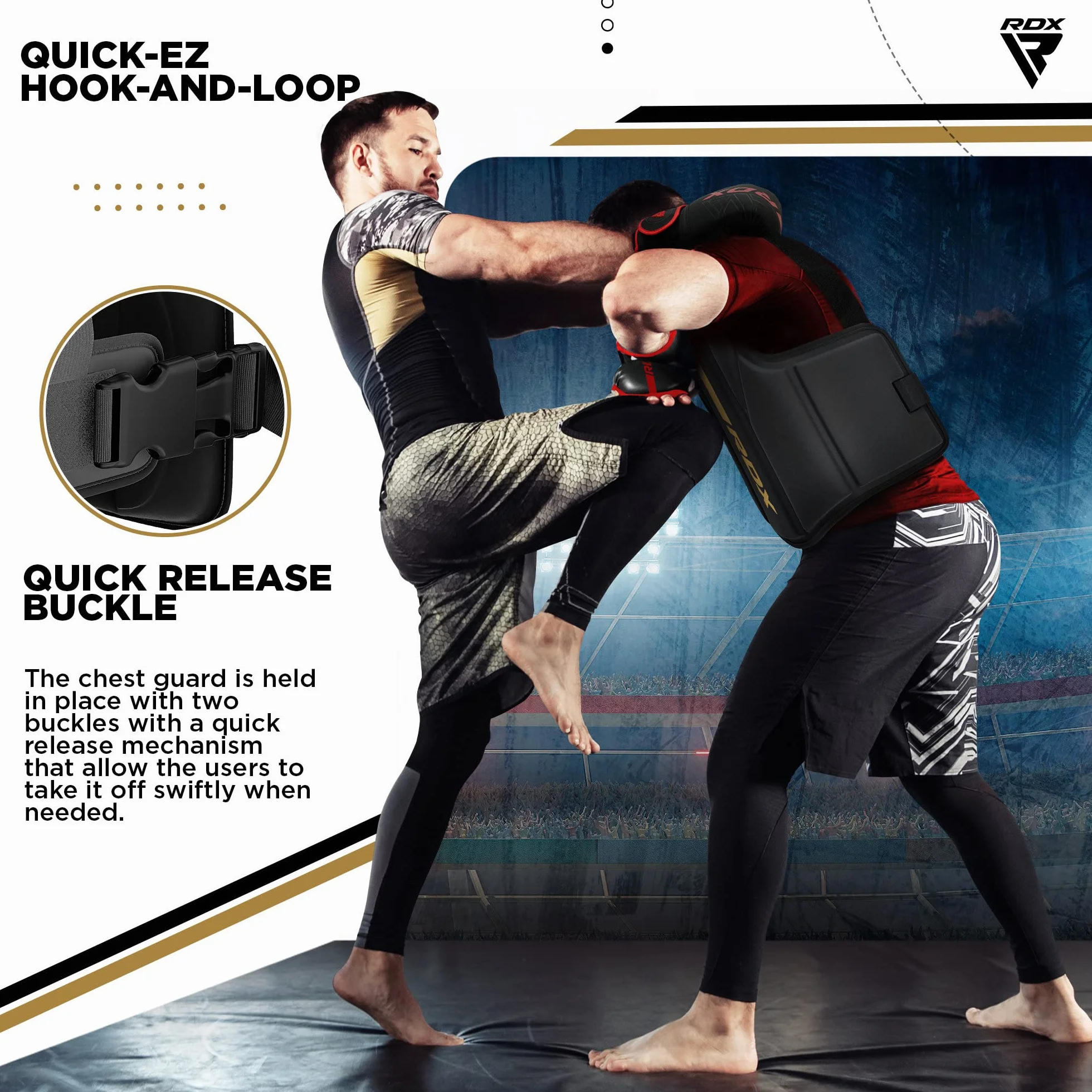 RDX Protector de Pecho Maya Hide Cuero Acolchado Ajustable para Muay Thai Kickboxing Artes Marciales