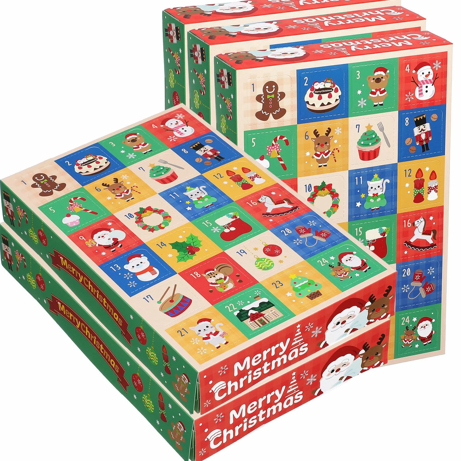 Didiseaon 5 Piezas Cajas de Calendario de Adviento Vacías Caja DIY Fácil de Llevar para Navidad de Papel 24 Compartimentos para Fiesta y Decoración Elegante