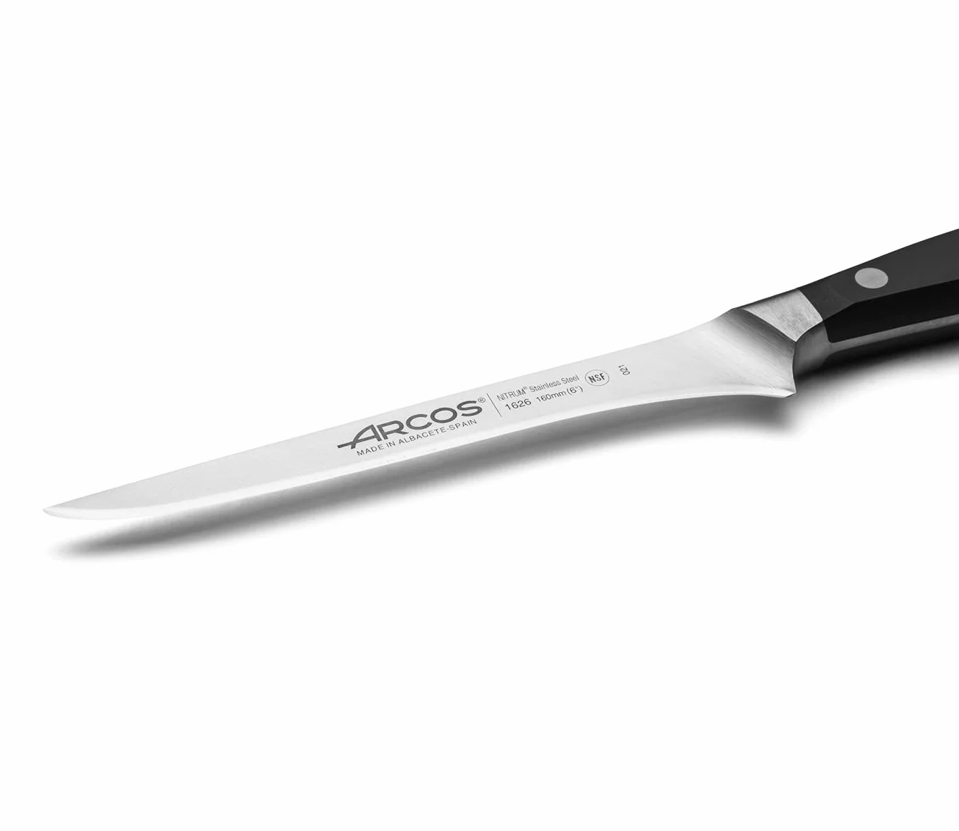 Arcos Cuchillo Deshuesador Profesional - Hoja Silk Edge Acero Inoxidable Nitrum 160 mm, Precisión y Durabilidad, Mango Ergonómico POM Negro, Serie Manhattan