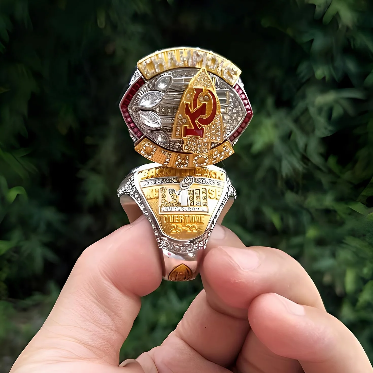 Anillo Campeonato KC 2024 – Anillo MVP Rugby, Recuerdo del 58º Super Bowl, Regalo para Hombres, Padres, Amigos, Fans de los Chiefs & Amantes del Fútbol