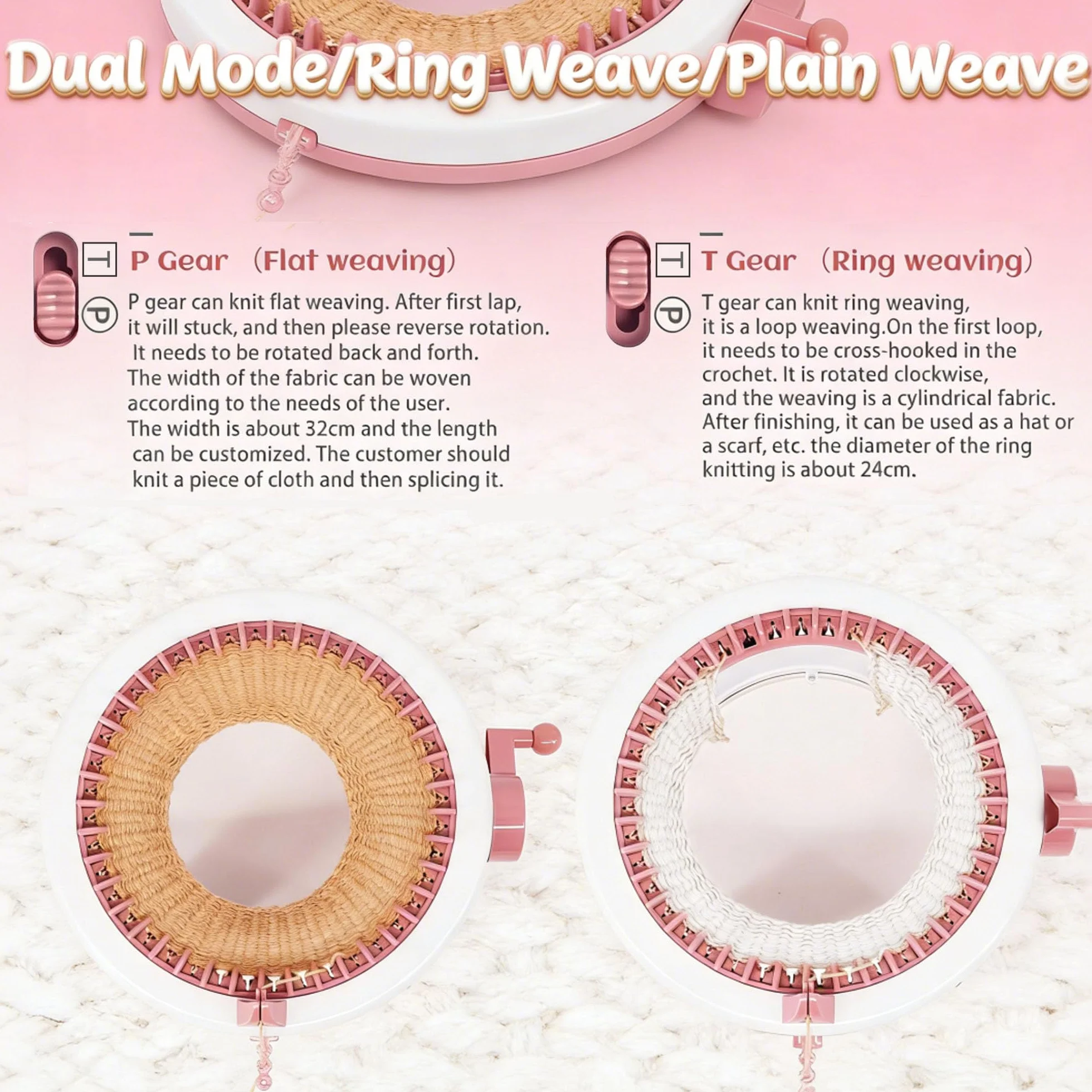 FGXY Máquina de Tejer 22 Pin DIY - Telar Circular de Rotación Manual Para Adultos y Niños - Kit de Doble Punto Con Crochet