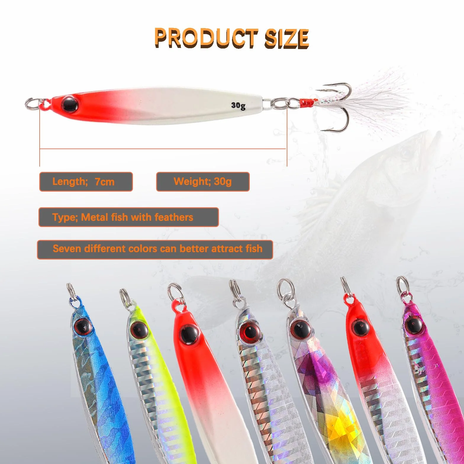 Jig de Señuelos 7 Piezas, Cucharas de Metal con Pluma, Cebos Artificiales para Trucha