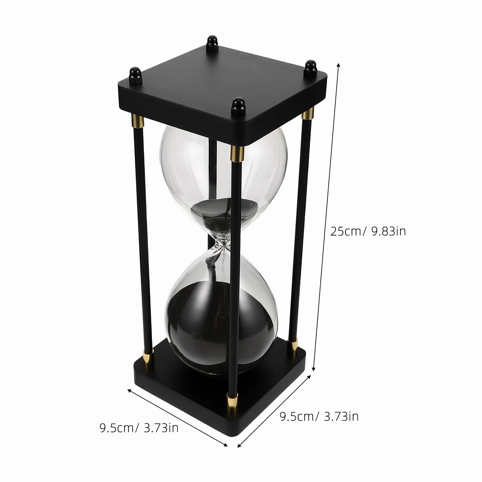 Ipetboom Temporizador de Arena de 60 Minutos Arena Negra Decorativo de Cristal Transparente Temporizador Creativo para Cocina Oficina y Hogar Gestión Precisa