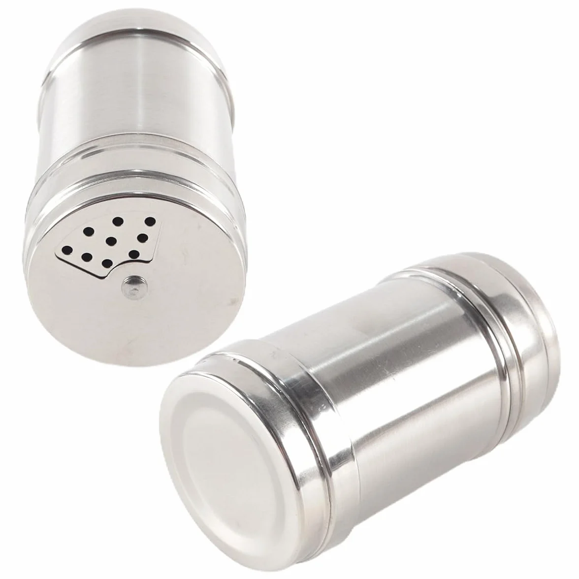 Juego de especias de acero inoxidable, tarro de condimentos con tapa ajustable para sal, pimienta y hierbas, recipientes pequeños y medianos para especias de cocina.