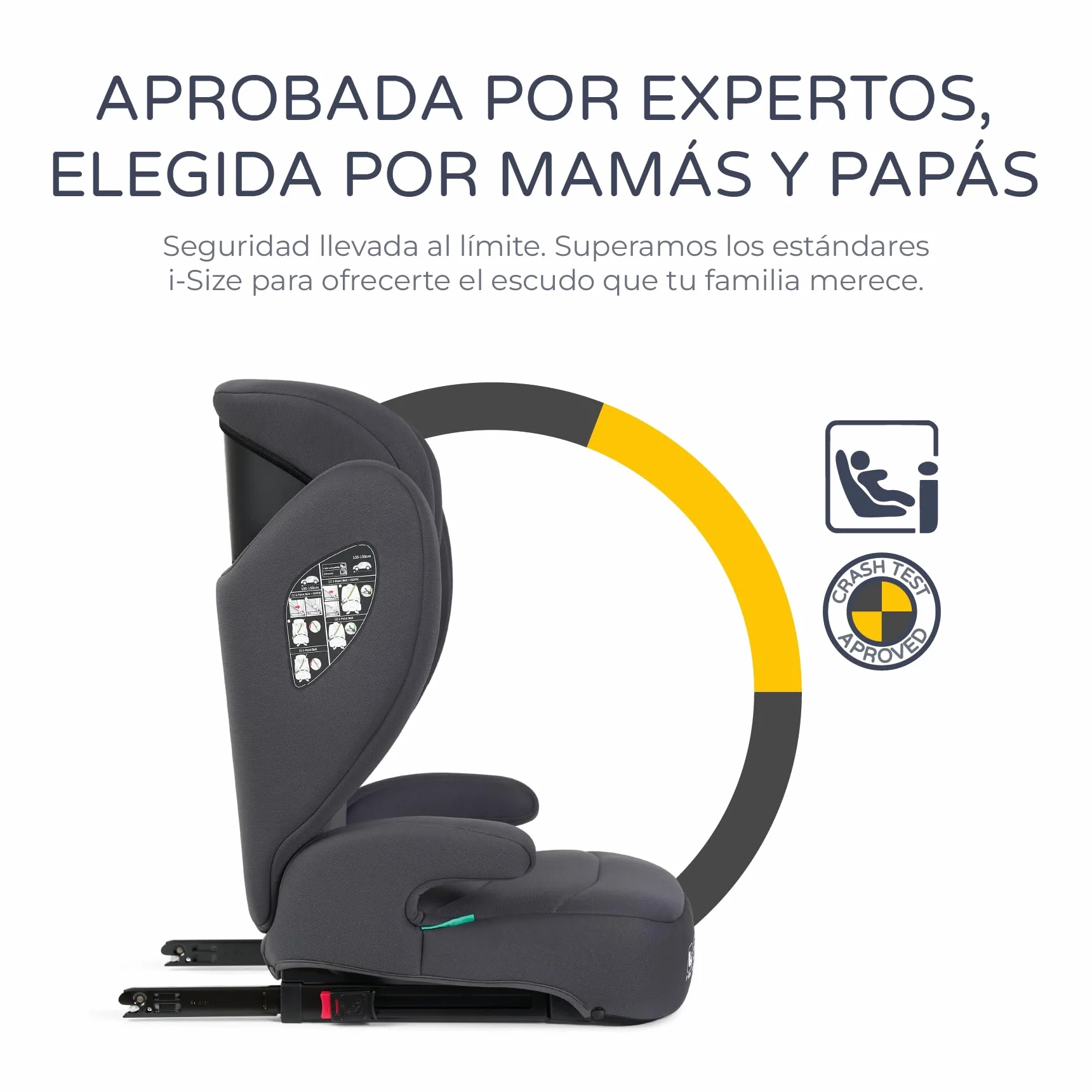MS BabyWorld – BETA y ALPHA – Silla de coche Isofix Grupo 2/3 y alzador convertible | I-Size R129 | Universal | 15-36 kg | 100-150 cm | Cinturón de seguridad | Para bebés y niños (Alpha/Gris Oscuro)