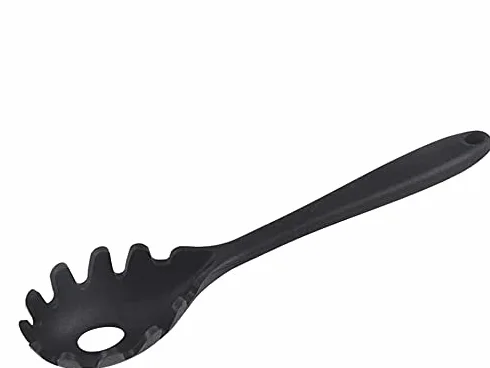 Servidor de espagueti de silicona - Tenedor de pasta - Longitud 28,5 cm (negro)