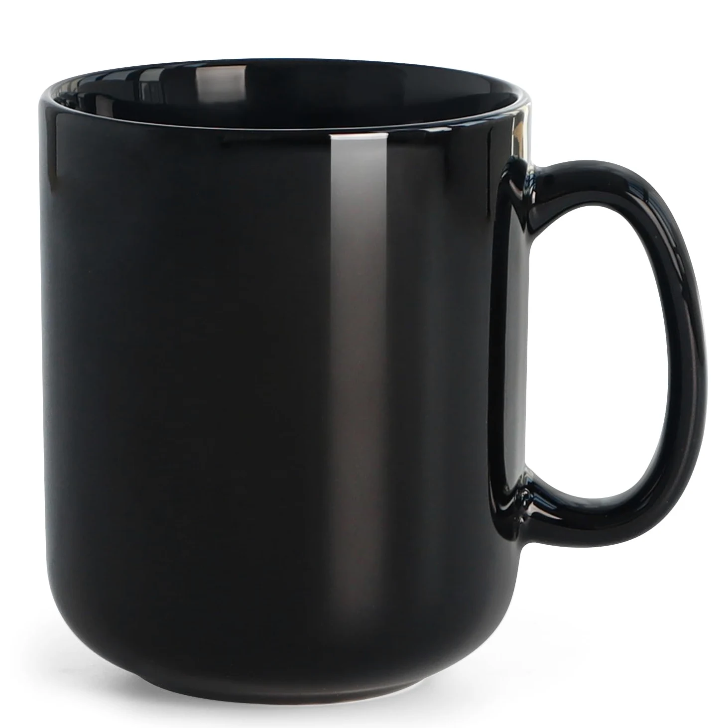 Tazas de café grandes de 20 onzas, taza de té de cerámica lisa para oficina y hogar, gran capacidad con asa, color negro