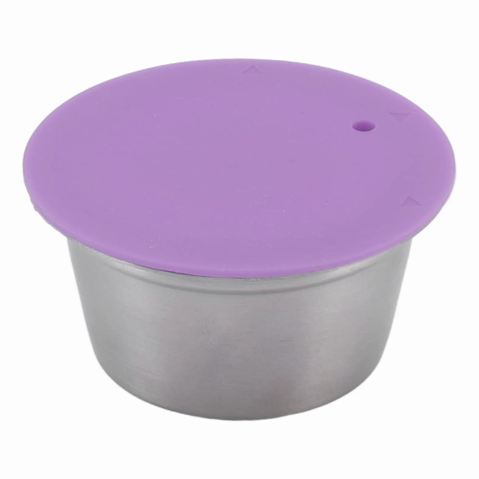 Relleno De Café Recargable, Taza De Cápsula De Café Recargable Reutilizable De Acero Inoxidable, Juego De Taza De Filtro De Café Reutilizable De Cápsulas De Café con Cubierta De Polvo(Purple)