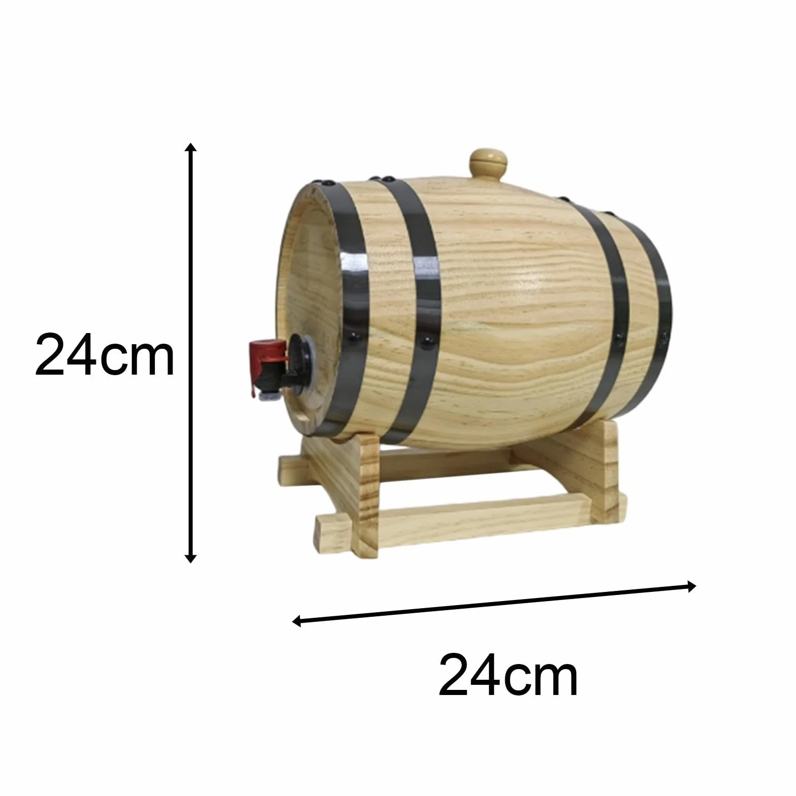 MagiDeal Barril de Vino de Madera de 1L/1,5 l/3L, Barril de Cerveza de Gran Capacidad, Barril de envejecimiento de Roble, Barril de Whisky, Barril de, 3L
