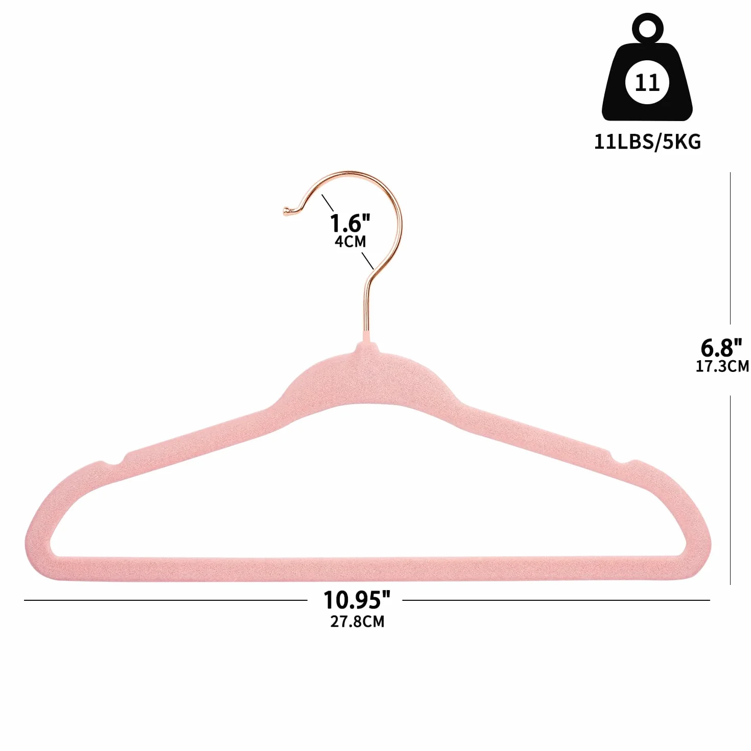ManGotree Perchas de Terciopelo para Bebé 28 cm Antideslizantes Giratorias 360° Paquete de 15 Rosa
