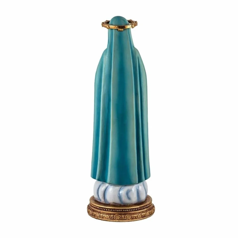 Virgen del Pozo figura 30 cm. escultura peana resina color