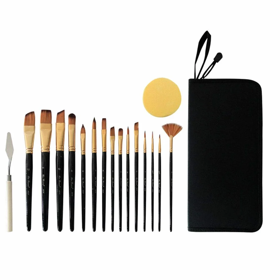 XBTGS Pinceles Profesionales de Nailon Funcional para Pintura al óleo, Aptos para Acuarela y acrílicos, Color Negro (tamaño Gratis).,Black-Free Size