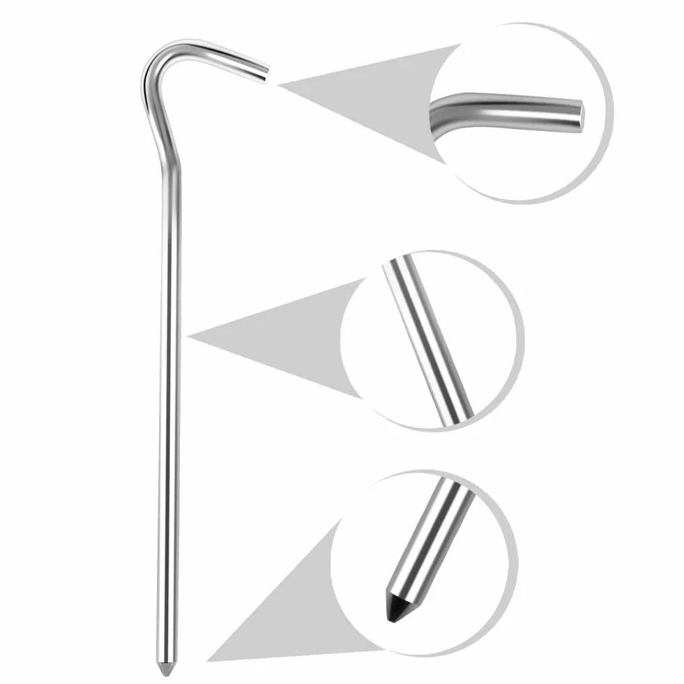 Estacas para tienda de campaña de acero 6 mm 18 cm para suelo duro