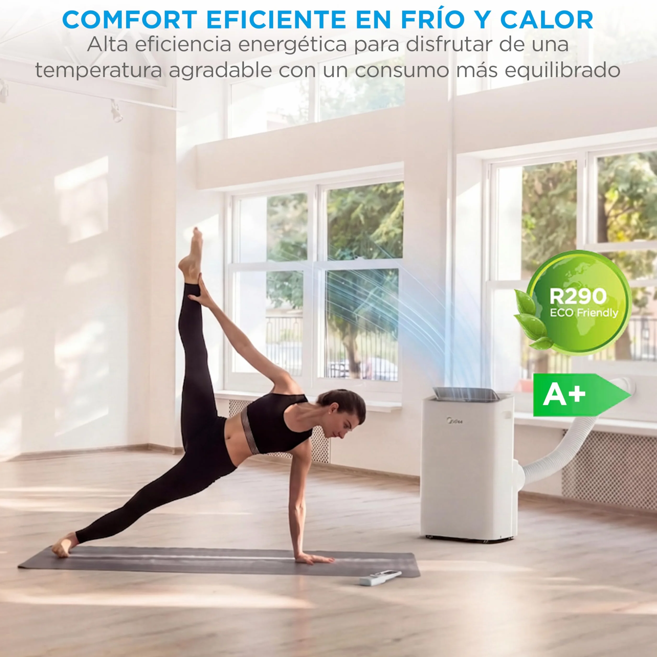 MIDEA Pingüino Aire Acondicionado Portátil Frío y Calor 3000 Frigorías / 12000 BTU - Climatizador silencioso con bomba calor 3500 W Air conditioner 4 modalidades con kit de ventana y control remoto