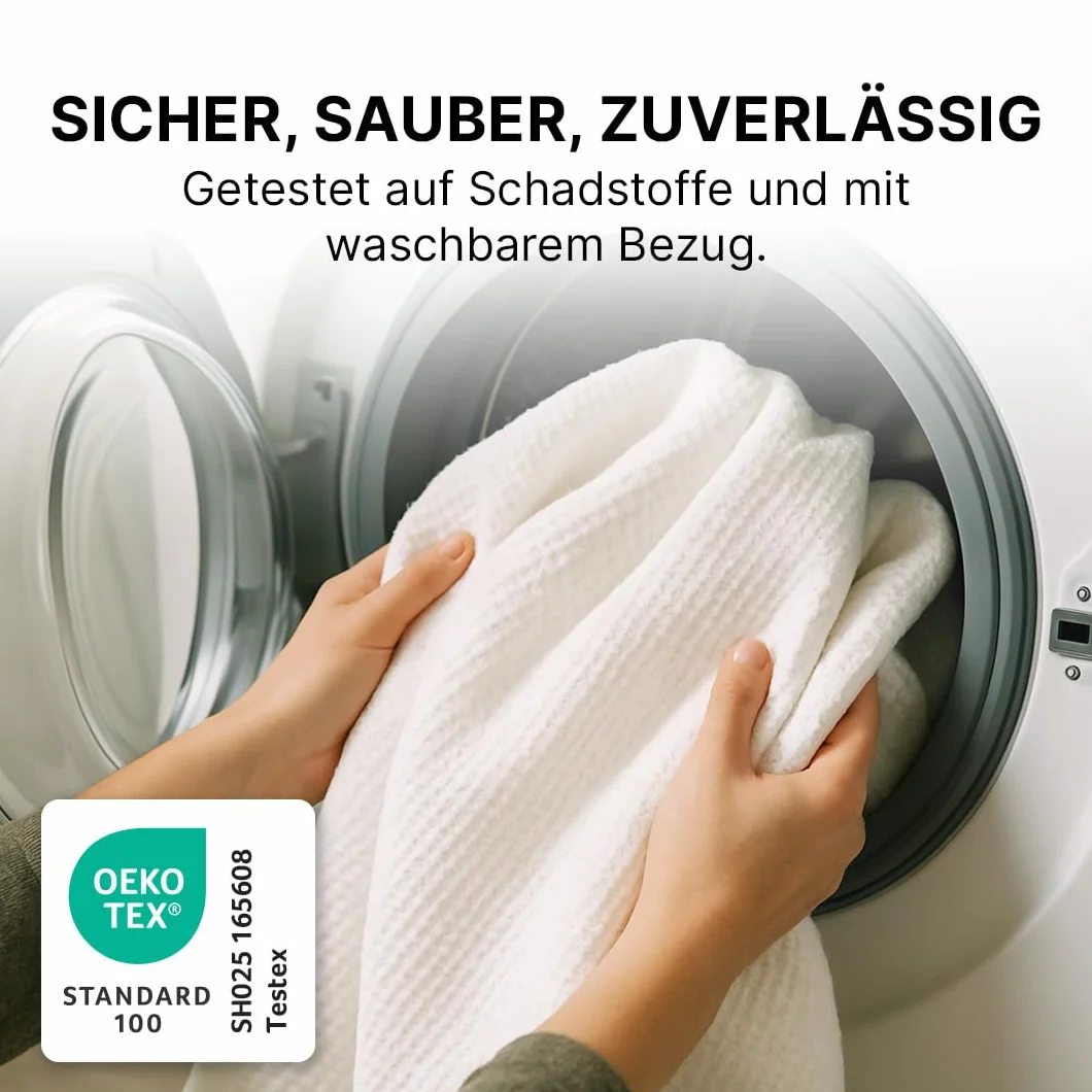 MKS Topper 160x200, 5cm Topper de Espuma de Gel viscoelástico con Espuma de Gel, cubrecolchón H3/H4 para un Alivio óptimo de la presión, un Clima Agradable para Dormir y un Confort reparador.