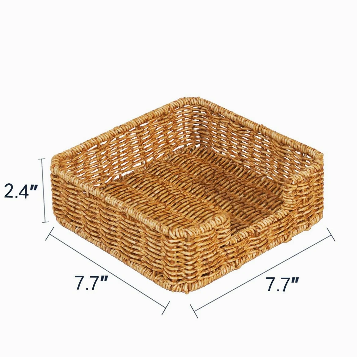 Servilletero de ratán tejido para restaurante, cocina, baño, 7.3 x 7.3 x 2.4 pulgadas (amarillo oscuro)