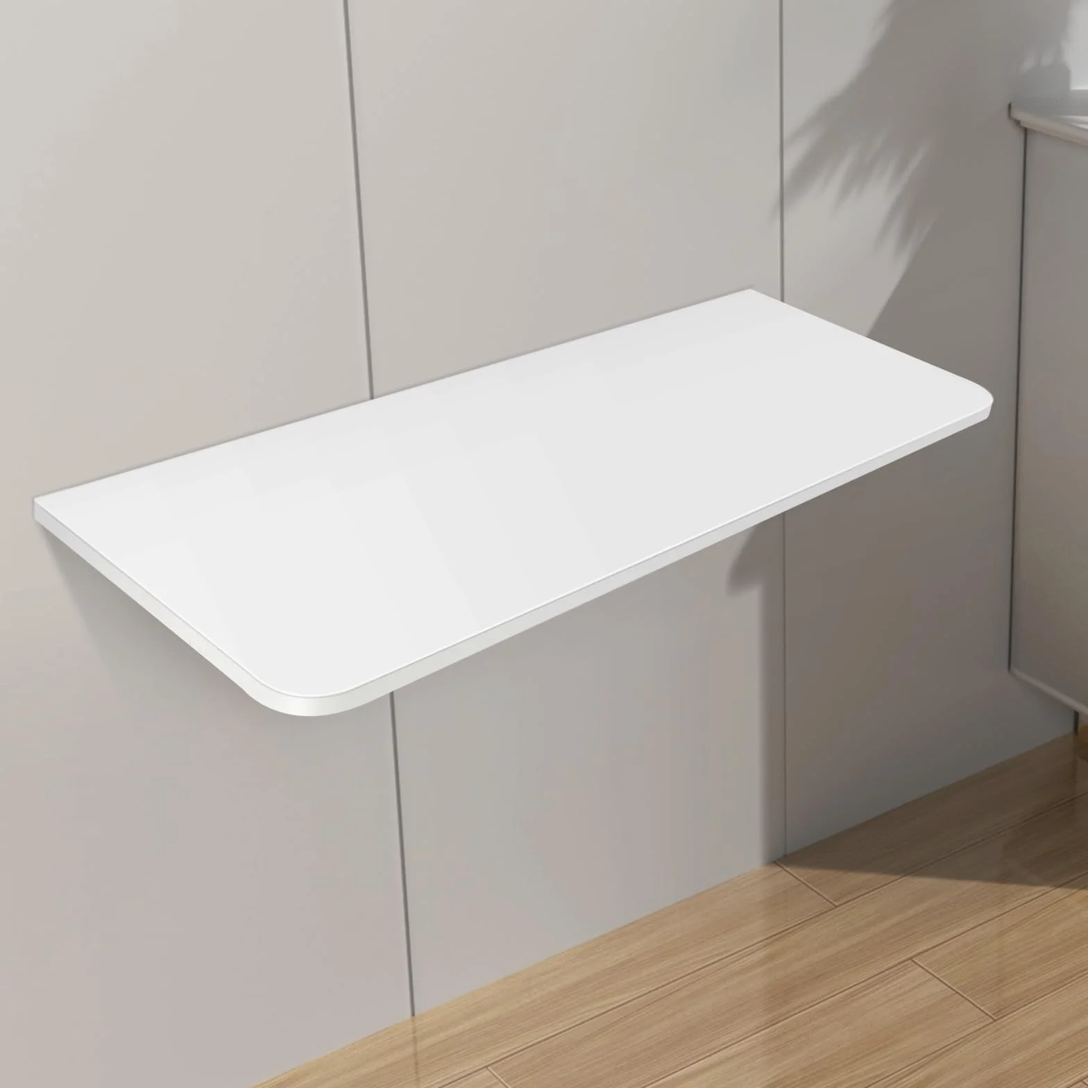 RELOVE Mesa flotante para comedor o cocina, plegable, invisible, repisa para ordenador flotante, para el hogar, mesa de lavandería plegable (80 x 50 x 1,6 cm) color blanco