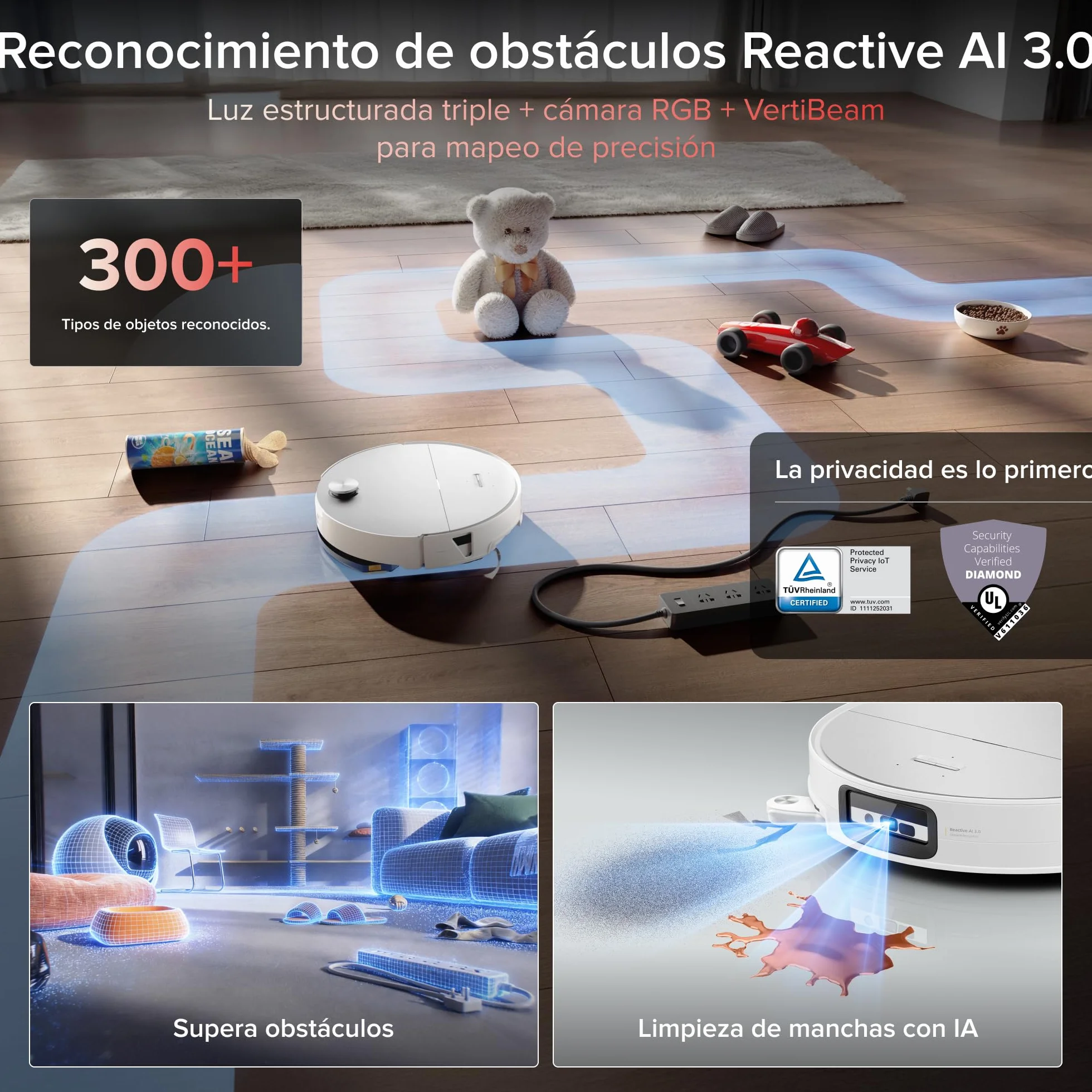 roborock Saros 20 Sonic Robot Aspirador 36.000 Pa, Motor HyperForce, Doble Sistema Antienredos, Chasis AdaptiLift Supera Umbrales de 8,8 cm, Nuevo RockDock, Planificación por Voz SmartPlan 3.0