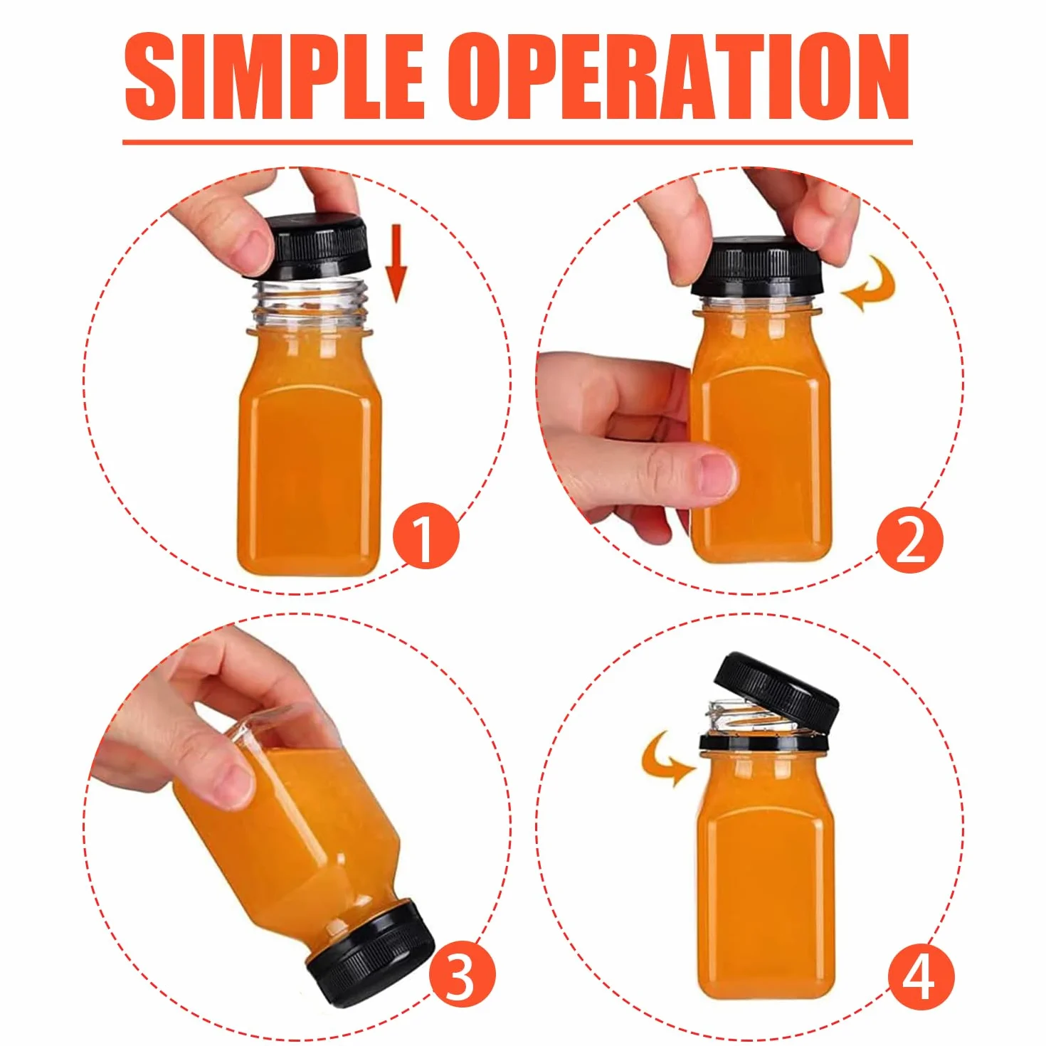 24 Piezas Botellas Plástico Pequeñas con Tapas 120 ml Mini Botella de Bebida Vacía Botellas Zumo Reutilizables Botellas para Shots Transparente para Agua Jugo Batidos Leche Bebidas Caseras