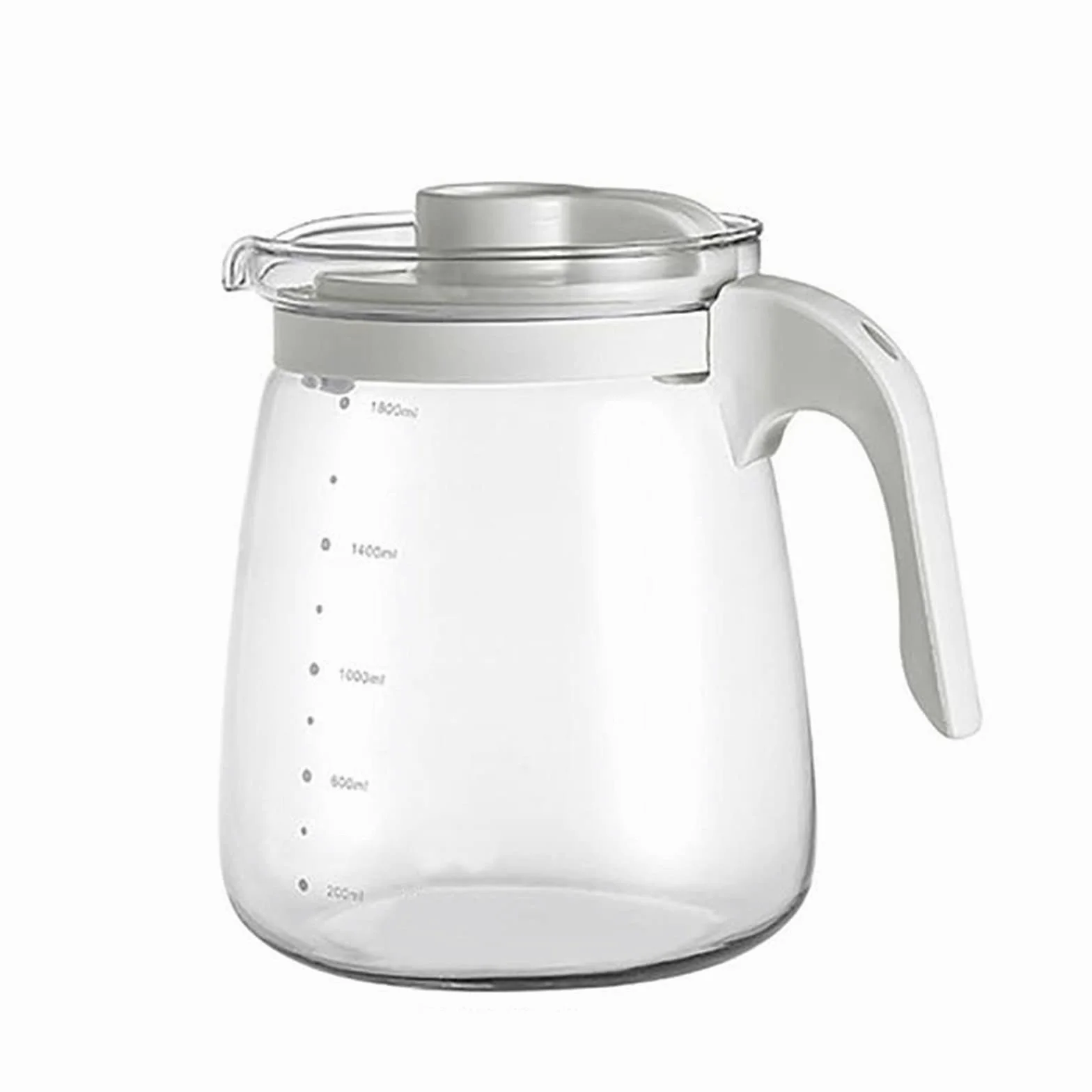 Jarra de Agua Transparente para Nevera, Jarra de Agua de Vidrio, Jarra de Gran Capacidad, Tetera con Tapa para Limonada y té Helado.(Blanco 2 litros)