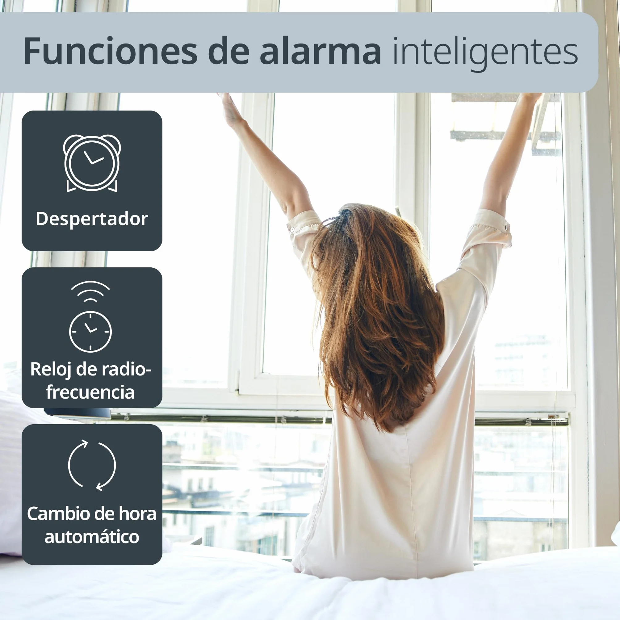 ADE Reloj Digital Grande radiocontrolado con dígitos XXL | Reloj de sobremesa y de Pared con Calendario | con termómetro | Despertador radiocontrolado a Pilas | Negro