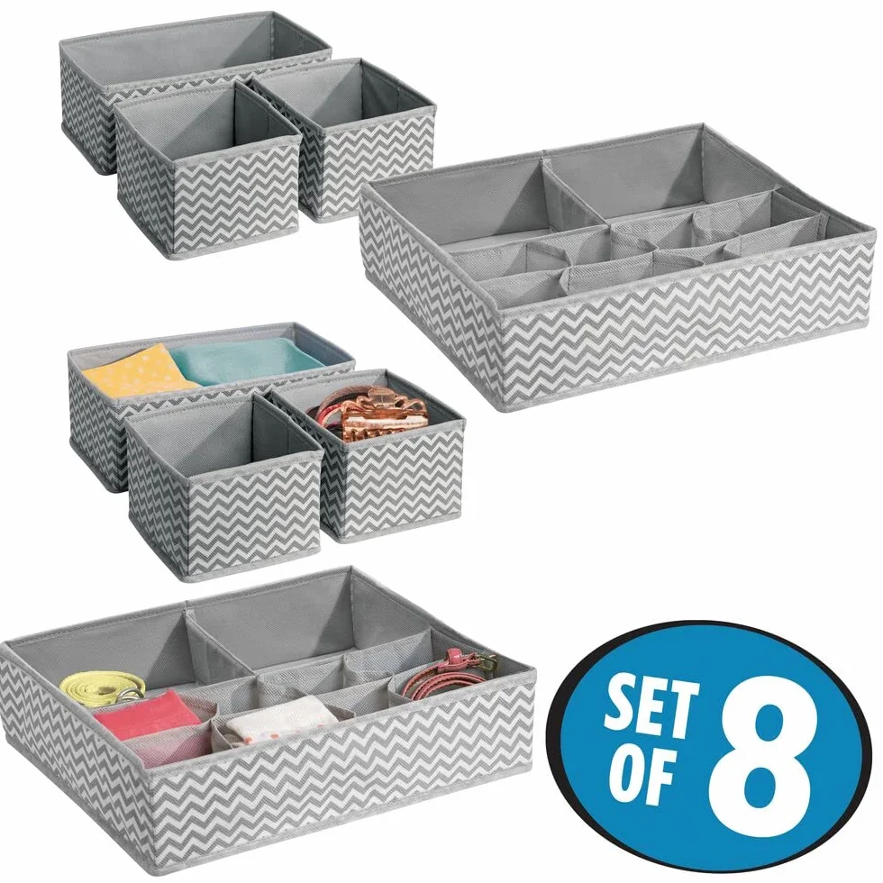mDesign Caja de almacenamiento para armarios 3 formatos juego de 8