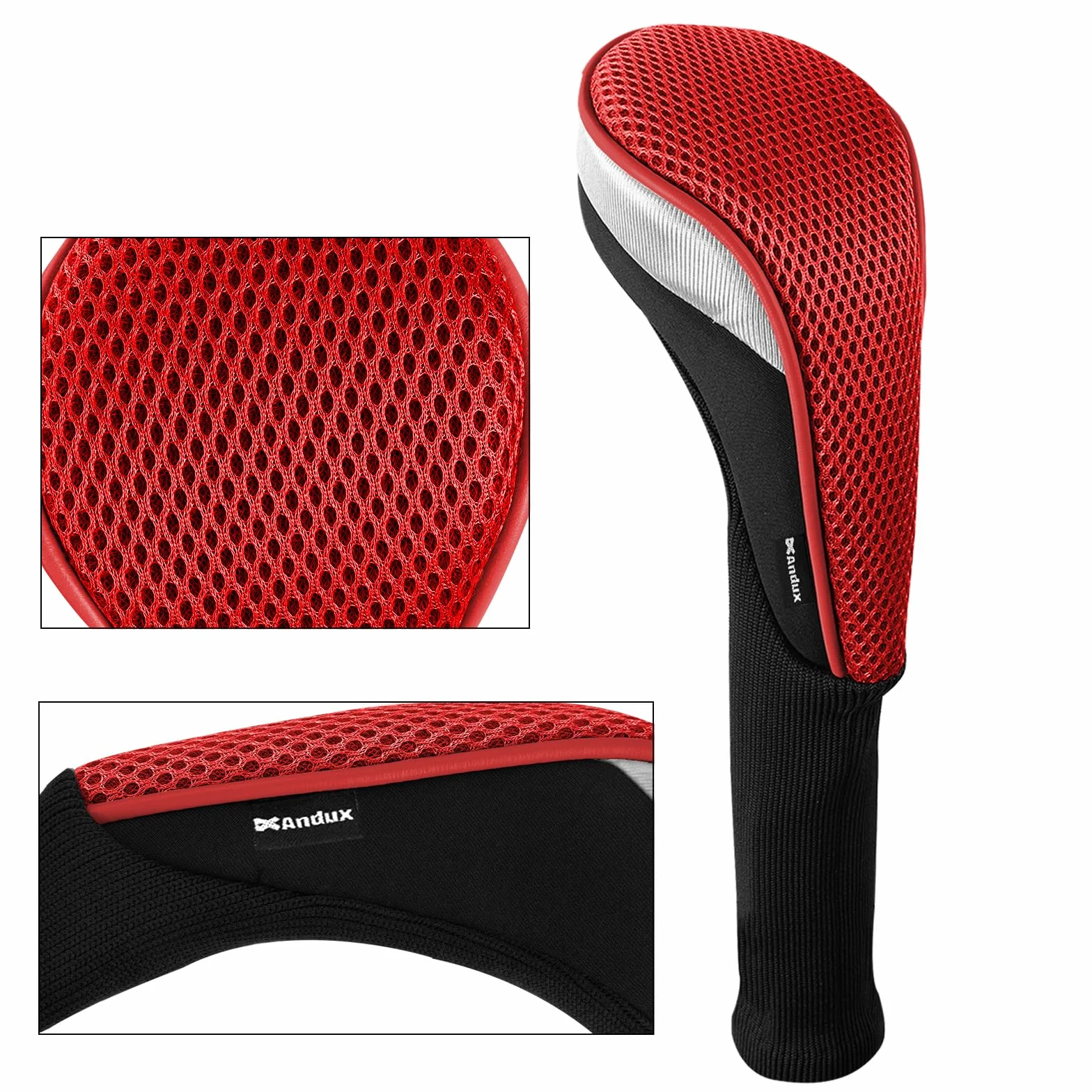 Andux Juego de 3 Fundas para Cabeza de Palo de Golf de Madera, Cuello Largo 460 CC