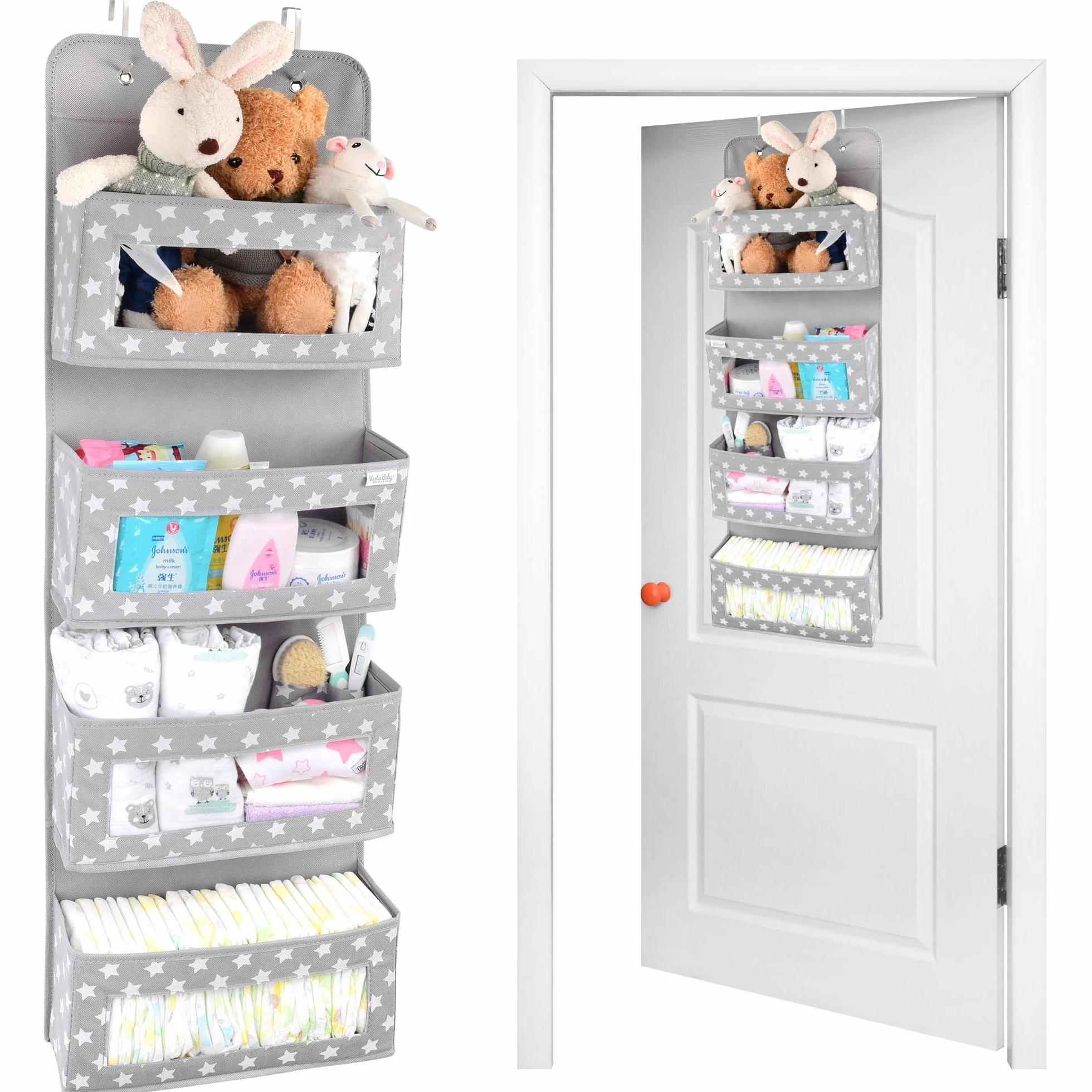 Vesta Baby Organizador para Puerta con 4 Bolsillos Ventana Transparente Almacenamiento Baños Habitación Niños Guardería