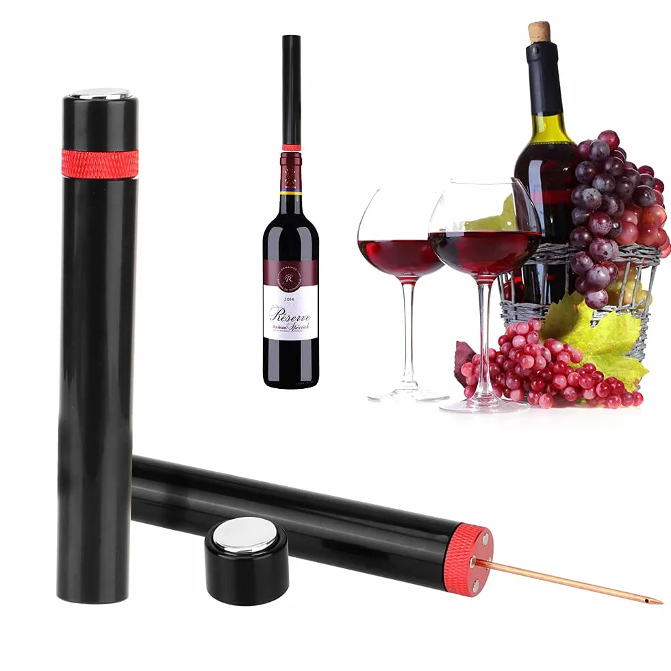 Sacacorchos de vino, sacacorchos, bomba de aire, aleación de aluminio y plástico ABS (rojo)