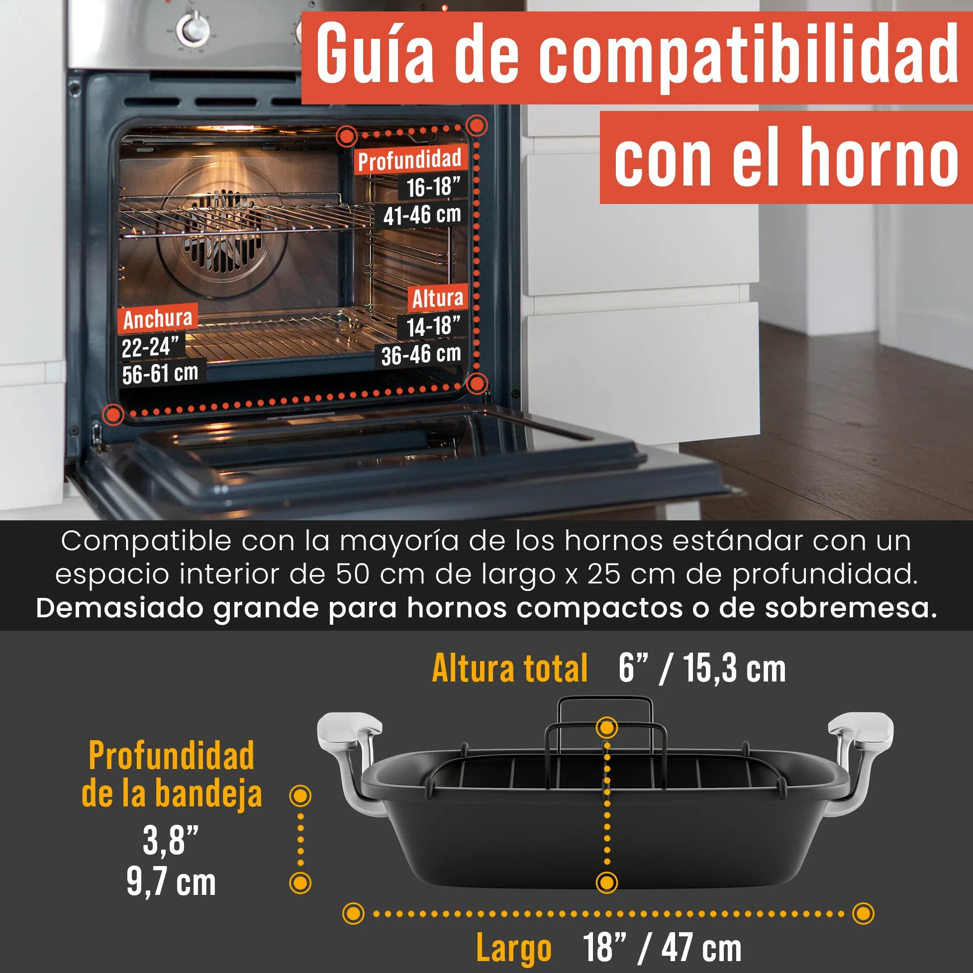 Chef Pomodoro Bandeja Deluxe para Asar, 47x37 cm, Extra Grande | Acero al Carbono con Rejilla en U, Ideal para BBQ