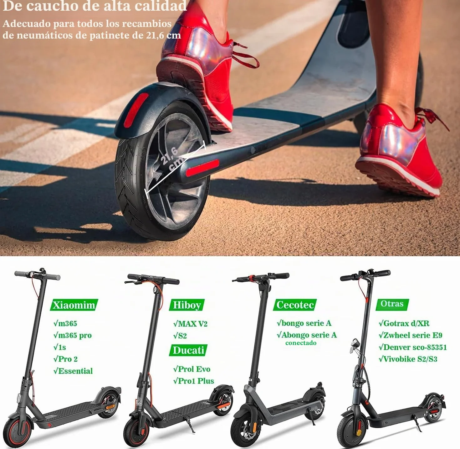 Xiaomi Ruedas y Cámara de Aire para Patinete 8.5 Pulgadas 50/75-6.1 Neumático de Repuesto M365 Pro 2 1S Essential