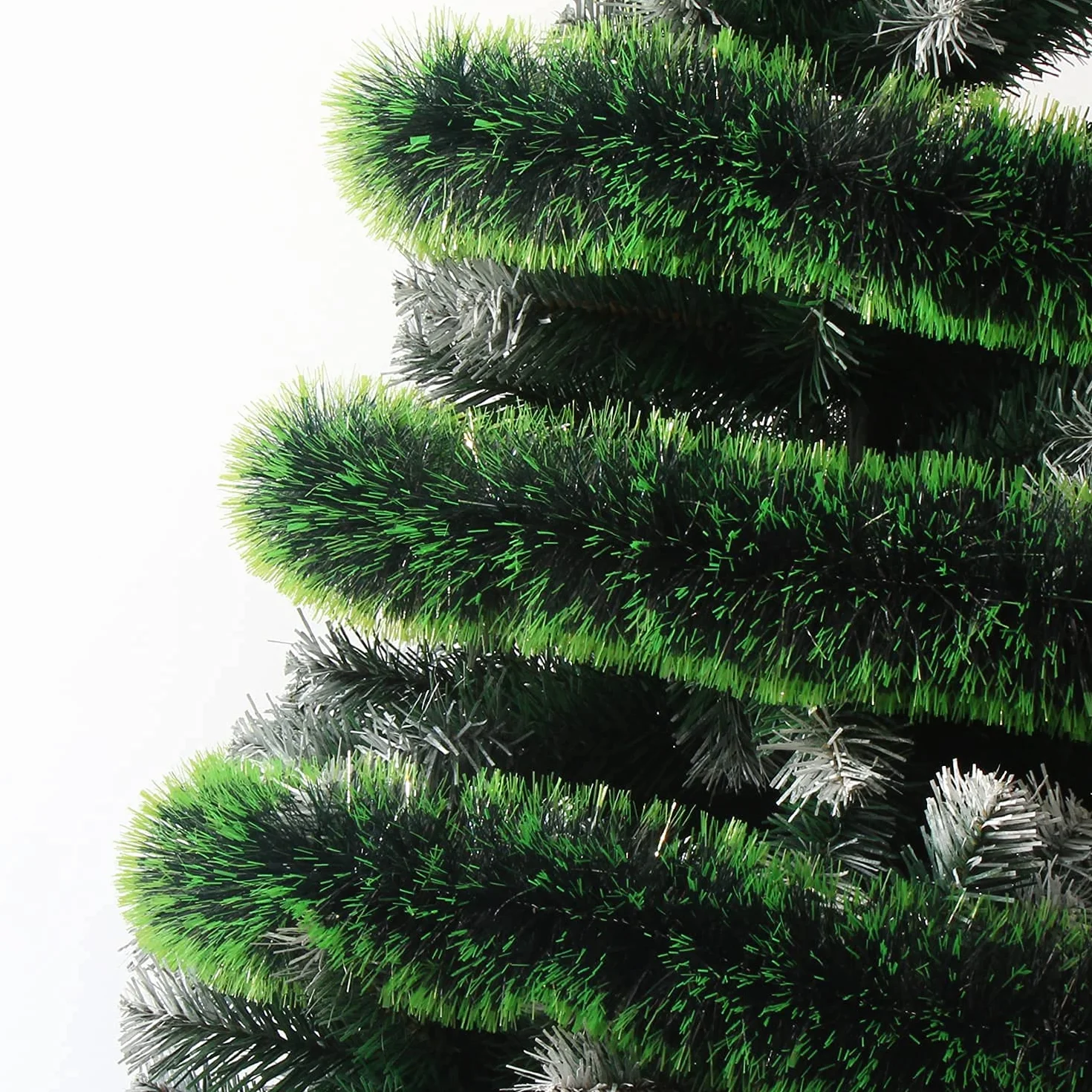 LOMIMOS Guirnalda de oropel de Navidad de 32.8 pies, decoración Verde Oscuro Brillante para árbol de Navidad, Fiesta, Suministros de Boda
