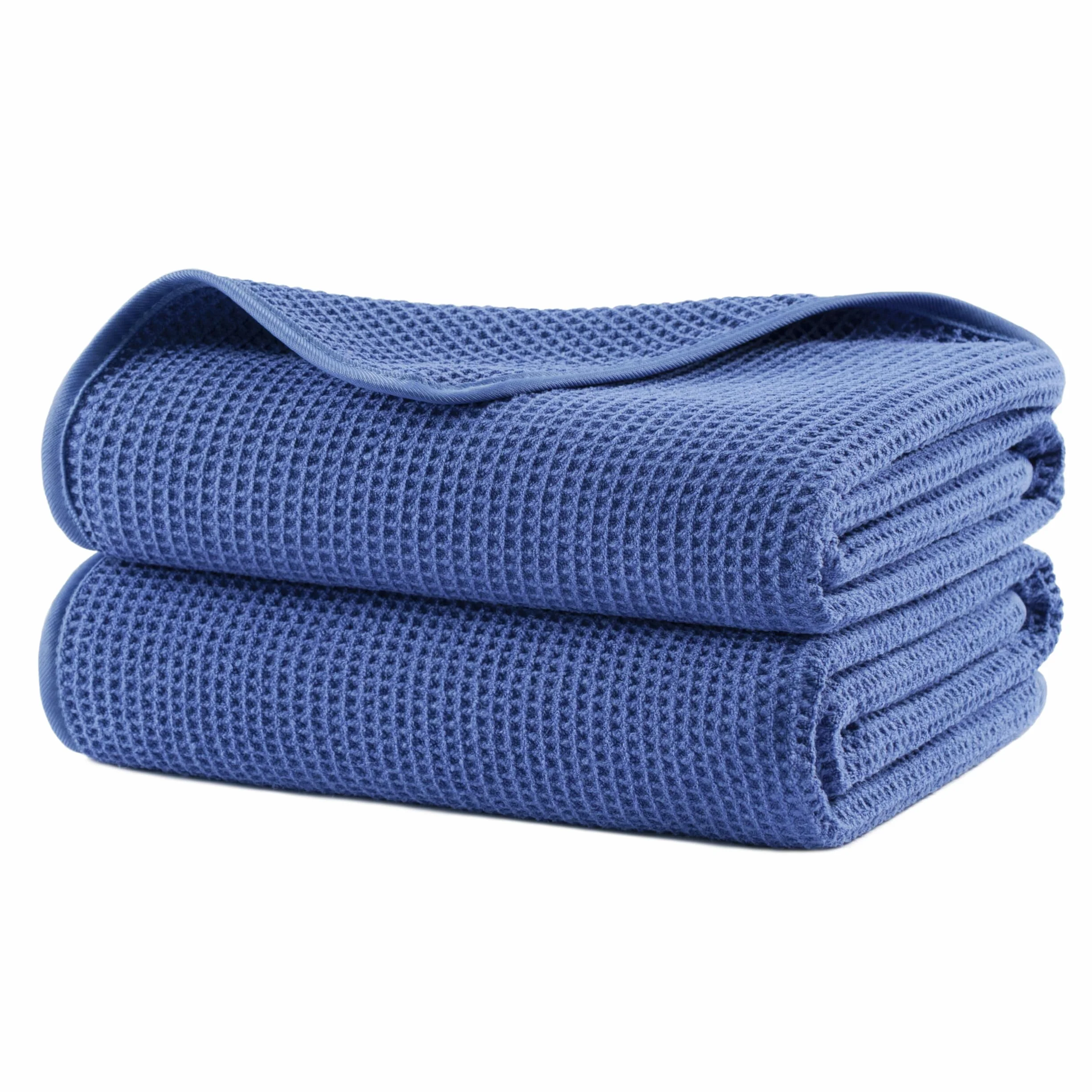 Polyte - 380 gsm Toalla de baño de Microfibra antipelusa - Secado rápido - Punto gofrado - Grande: 152,4 x 76,2 cm - Pack de 2