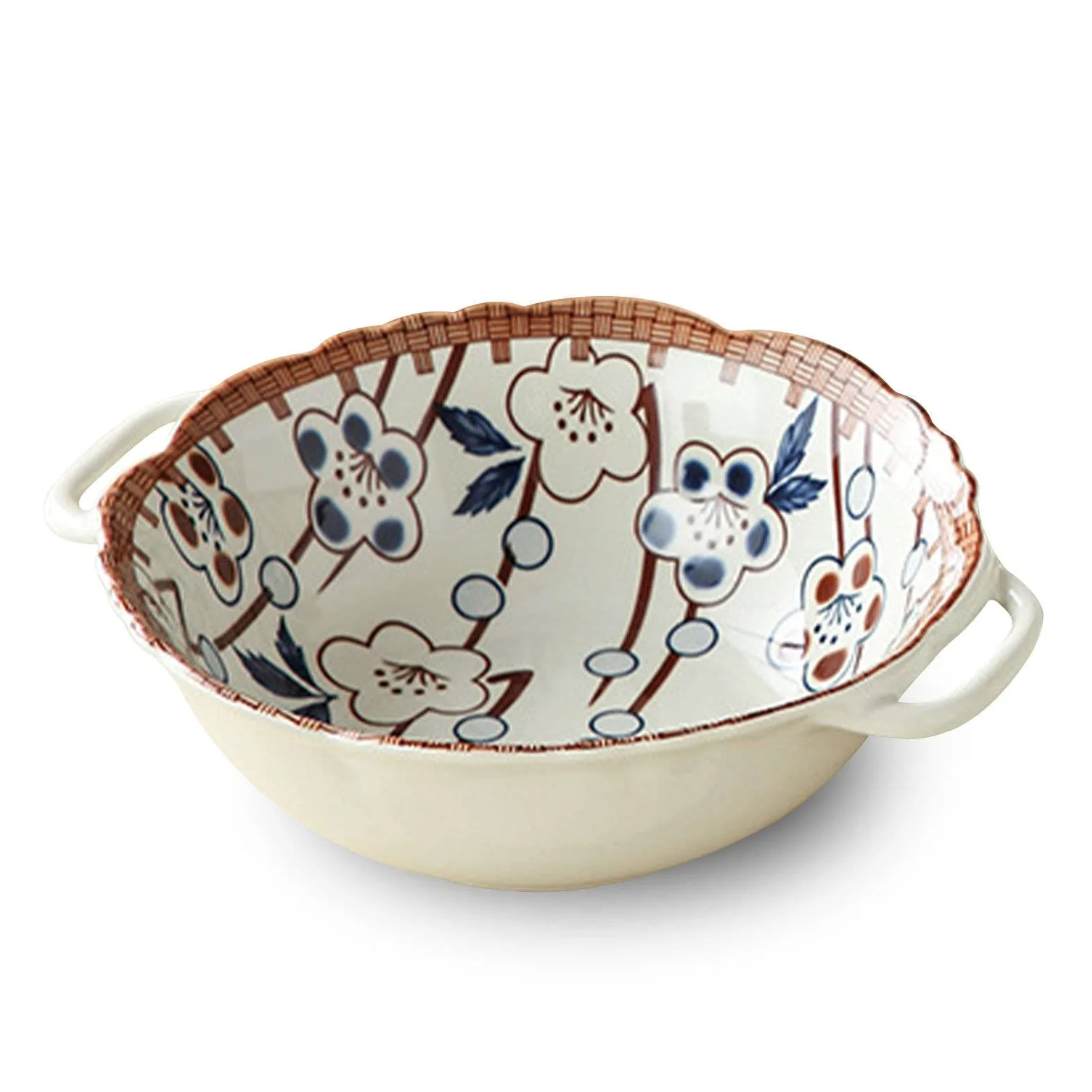 Ensaladera, Tazones De Sopa, Tazón De Cerámica Con Asa, Tazón De Ramen De Cerámica, Tazones Pho Grandes, Tazón De Sopa Apto Para Microondas, Tazón De Fideos Udon-Fu-23x20x7cm, 800ml (Color : Cherry