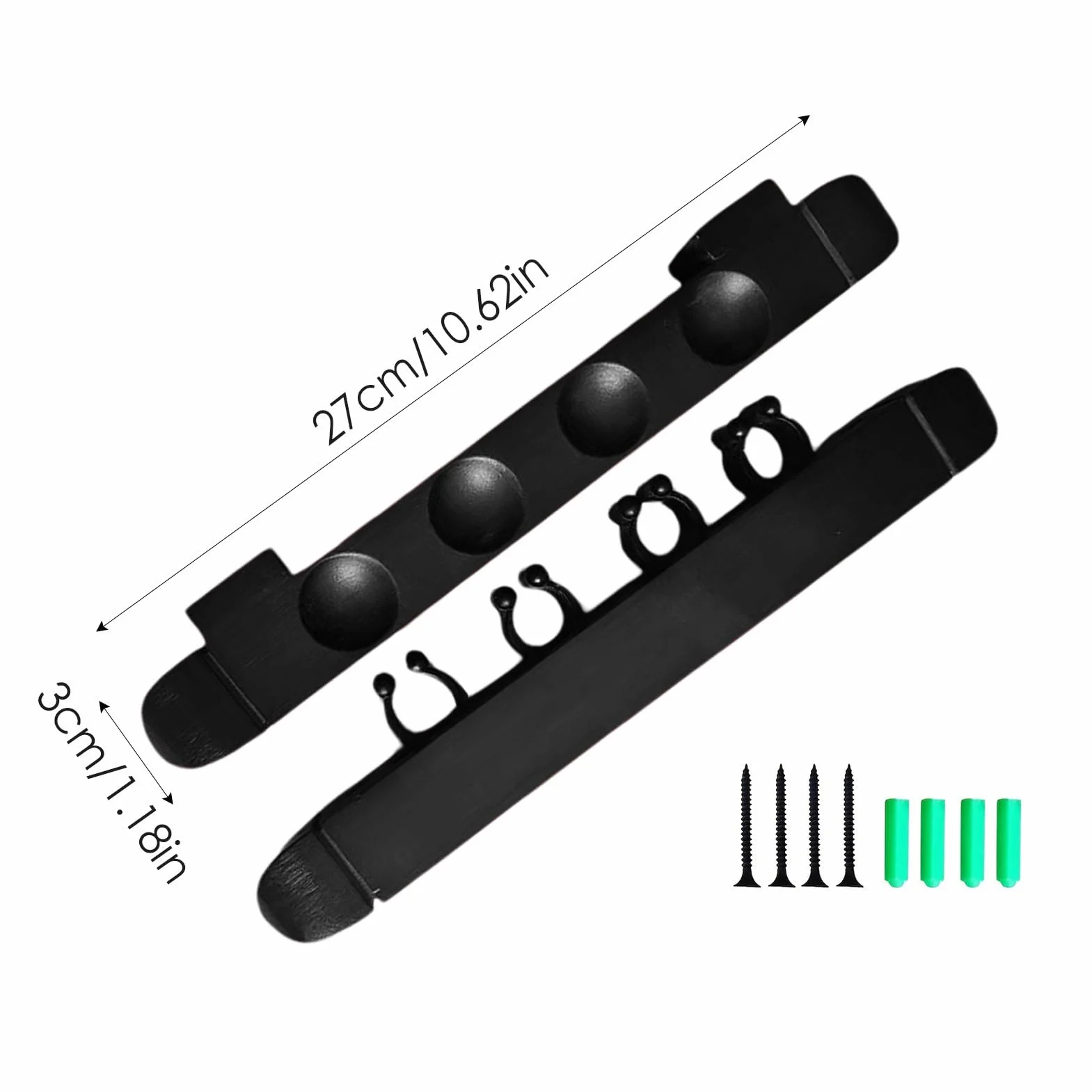 Soporte para tacos de madera dura 27 x 3 x 3 cm, almacenamiento 4 clips, organizador resistente
