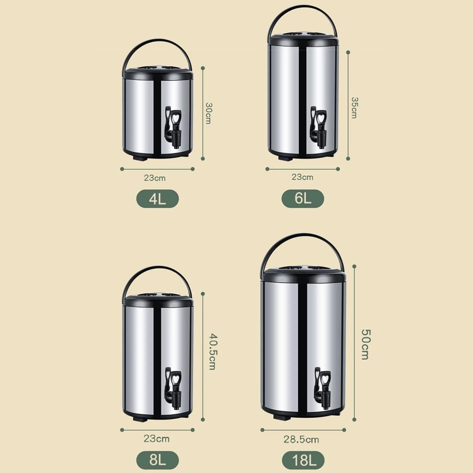 Dispensador de bebidas aislado de acero inoxidable, dispensador térmico de leche caliente para fiestas, picnics y bufés, mantiene las bebidas frías/calientes