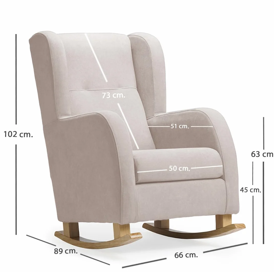 Sillón de Lactancia Evolutivo Modelo París Mecedora Butaca Fija 66 x 89 x 102 cm Tela Antimanchas Beige