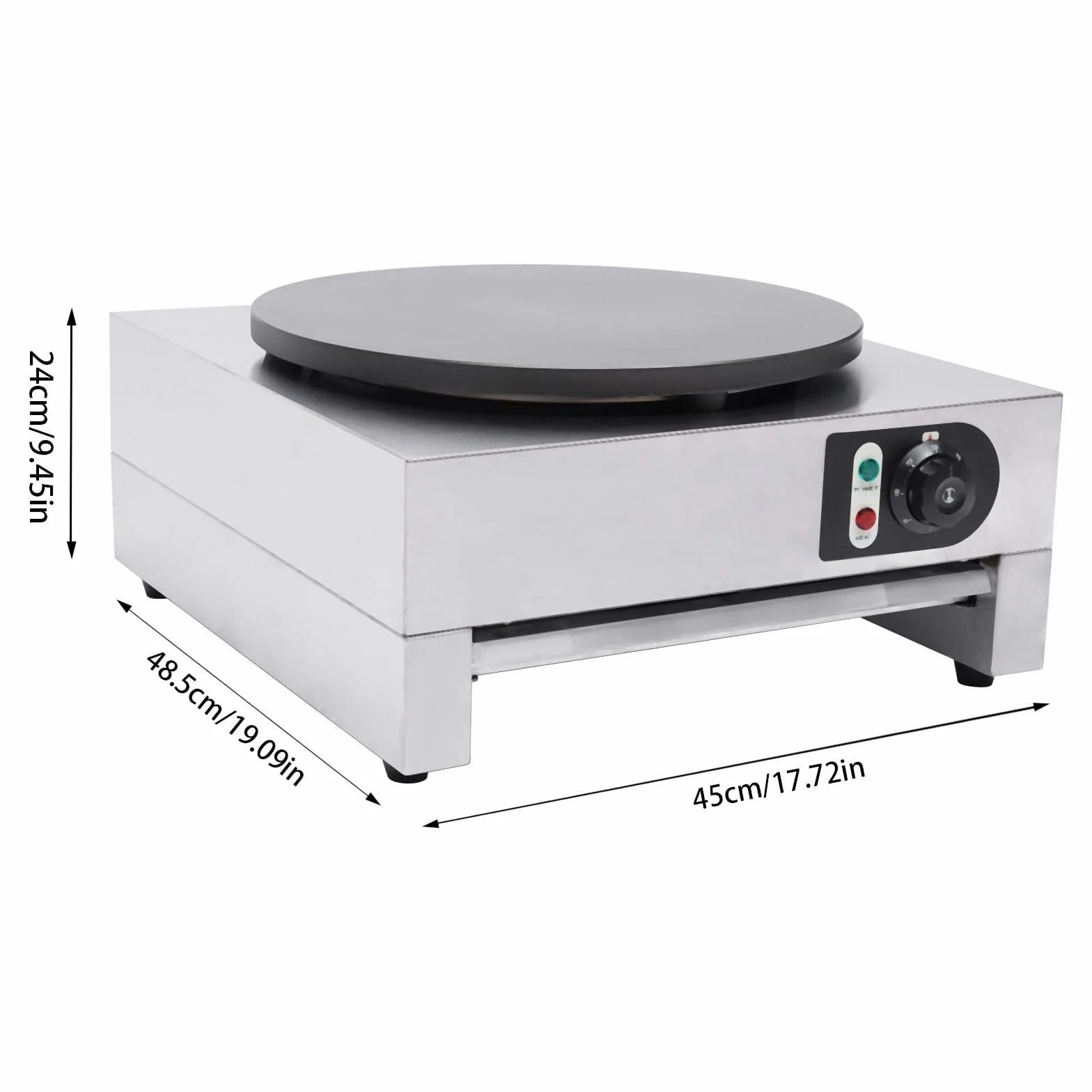 Crepemaker - Máquina eléctrica para crepes (3000 W, 40 cm, antiadherente, acero inoxidable, control de temperatura, para panqueques, tortitas de huevo, crepes