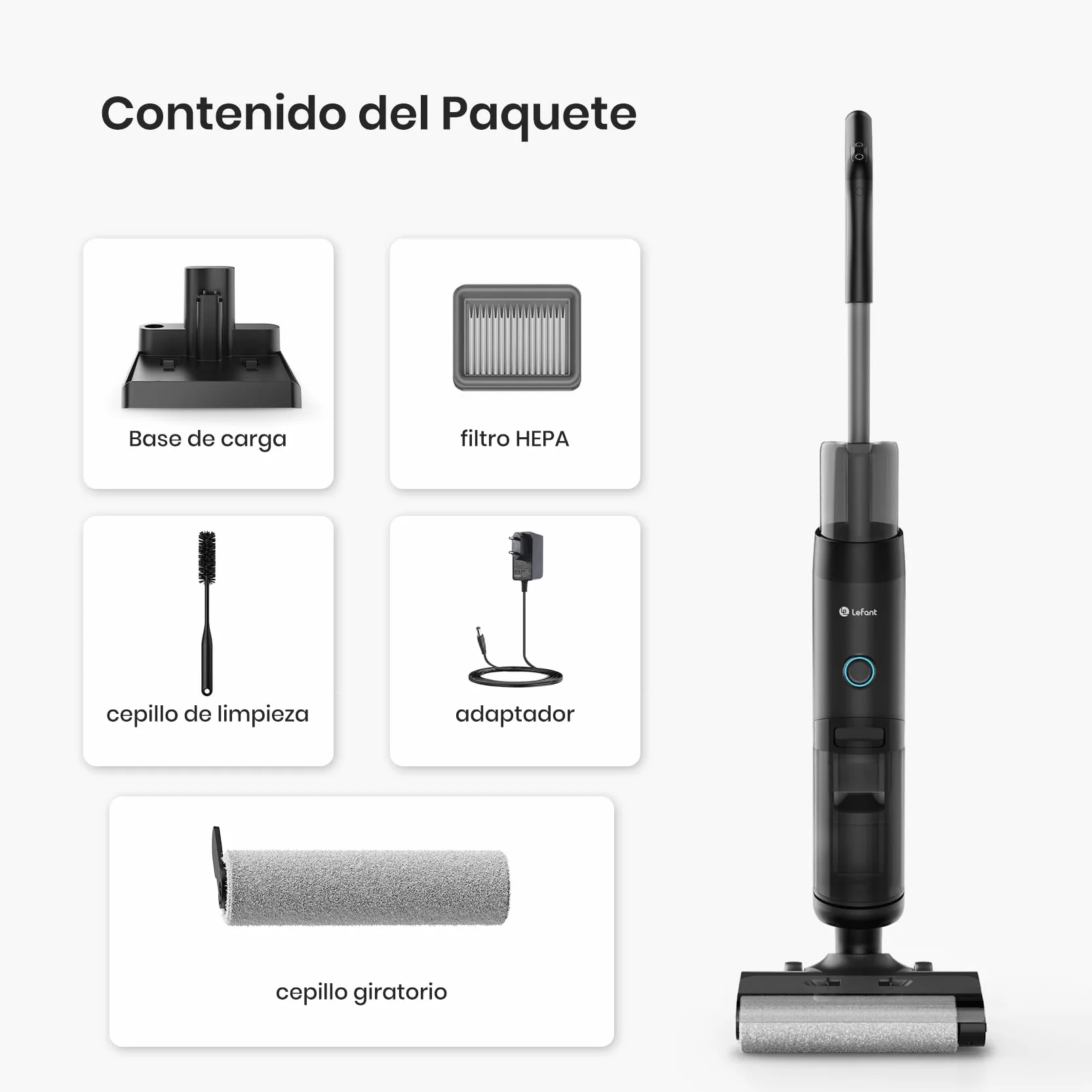Lefant LS200 Aspiradora Fregadora Sin Cable, 13 000 Pa, 3 en 1 Barre Aspira Friega, 30 Min de Autonomía, 216㎡, Borde de 5 mm, Autolavado, Ligero y Fácil de Usar, para Suelos Duros