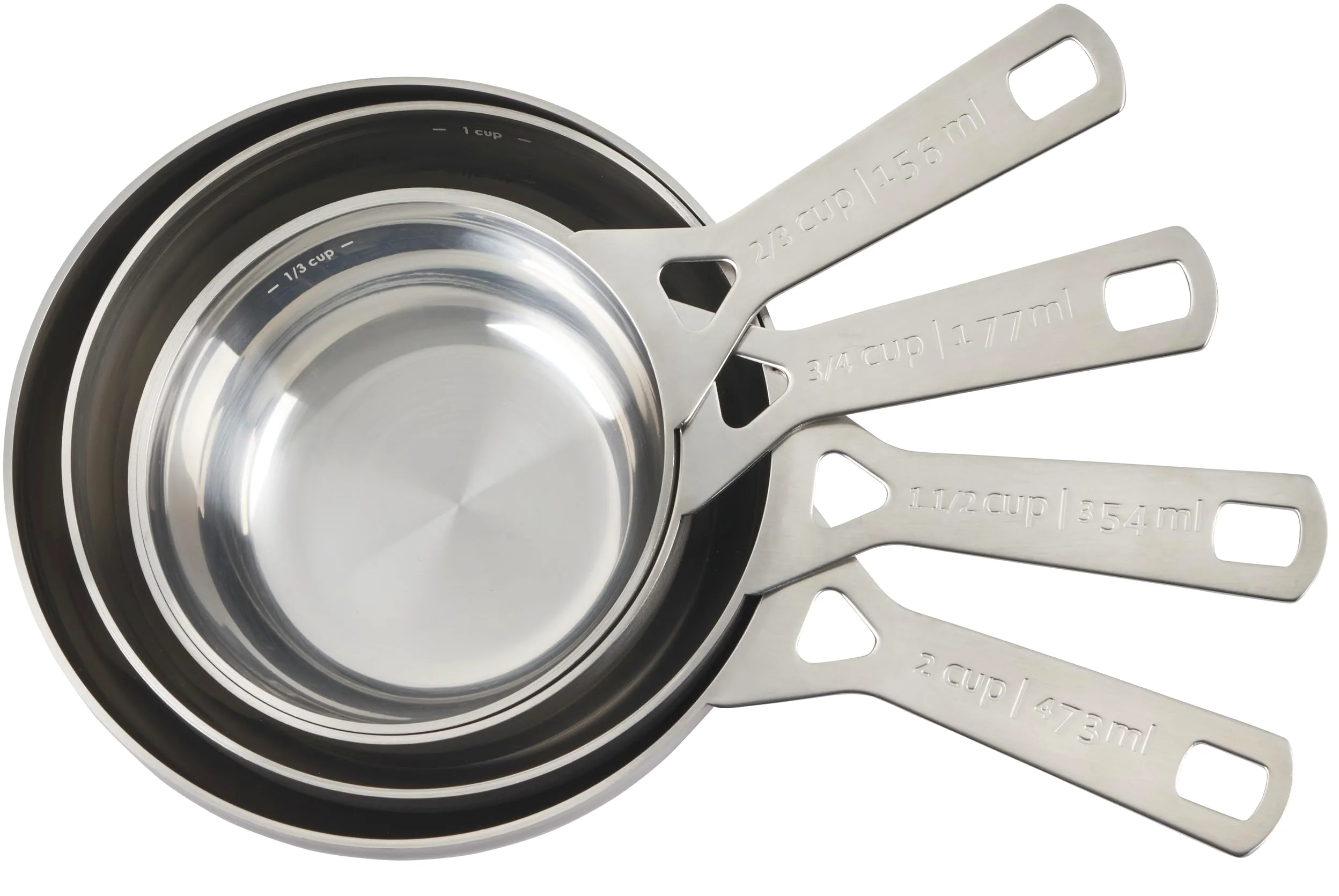 Le Creuset Juego de 4 tazas medidoras de acero inoxidable | El juego incluye: 2/3, 3/4, 1.5 y 2 tazas