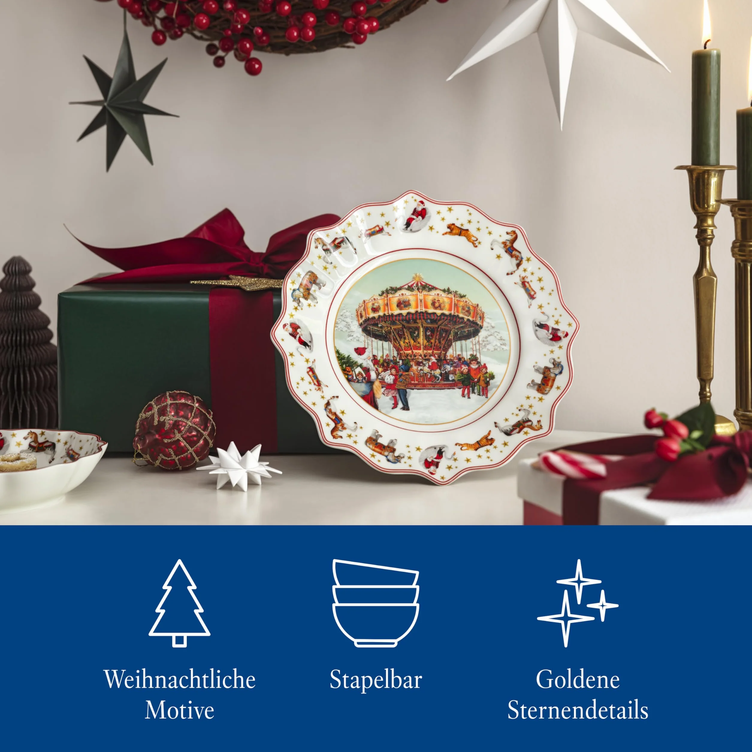 Villeroy & Boch Plato Postre 2024 23,5 cm Multicolor Navidad Cerámica Porcelana Premium