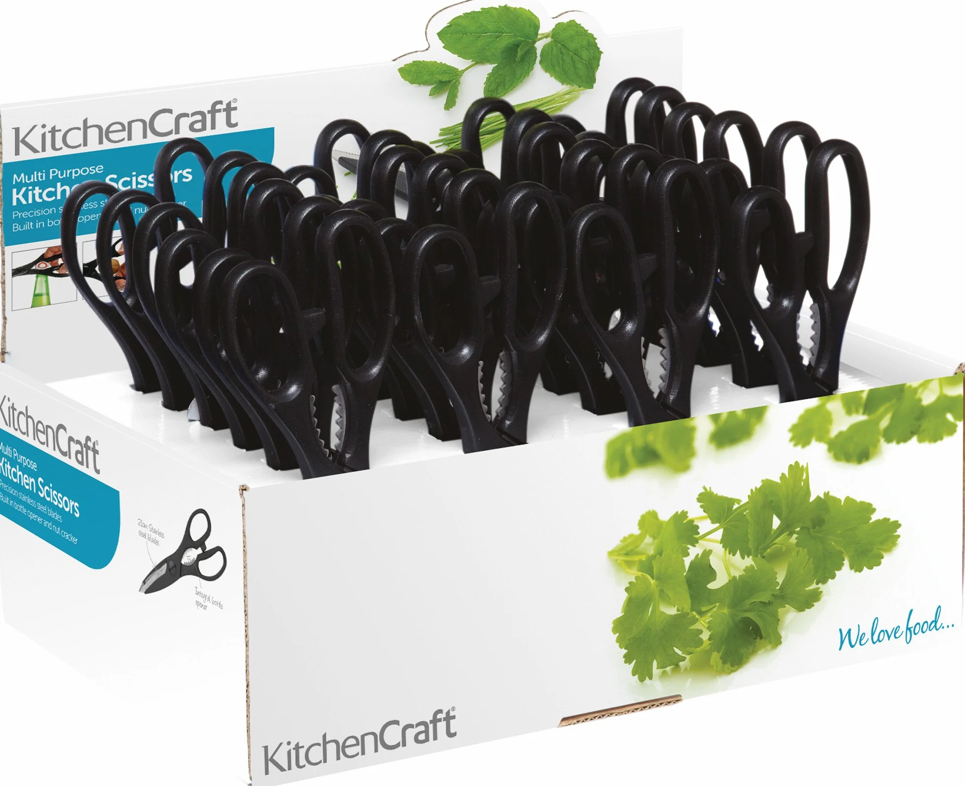 Kitchen Craft Tijeras Multiusos de 21 cm, Acero Inoxidable, Negro (Black)