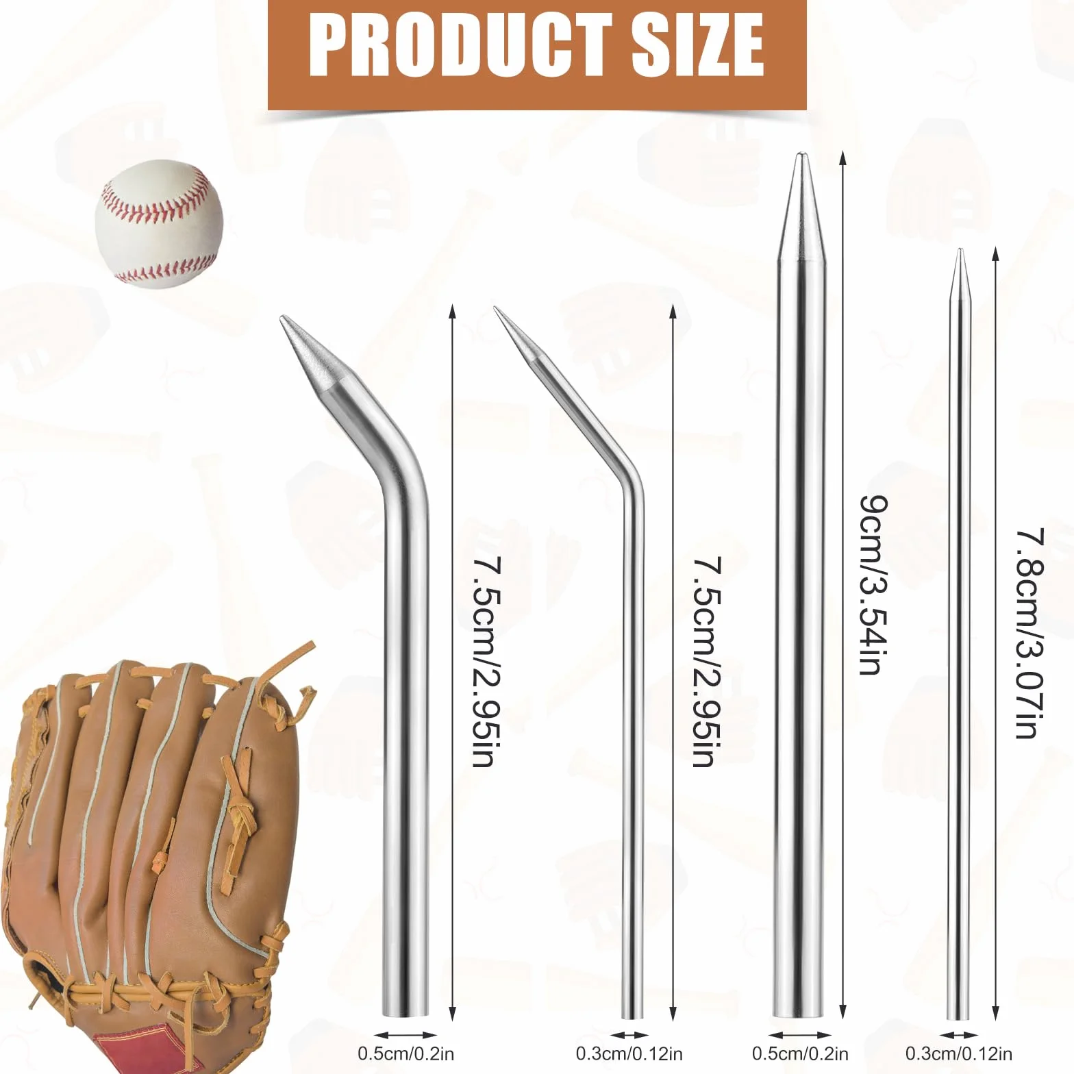 Kit de Reparación de Cordones de Zapatos, Aguja Curva para Guantes de Béisbol y Softbol, 4uds