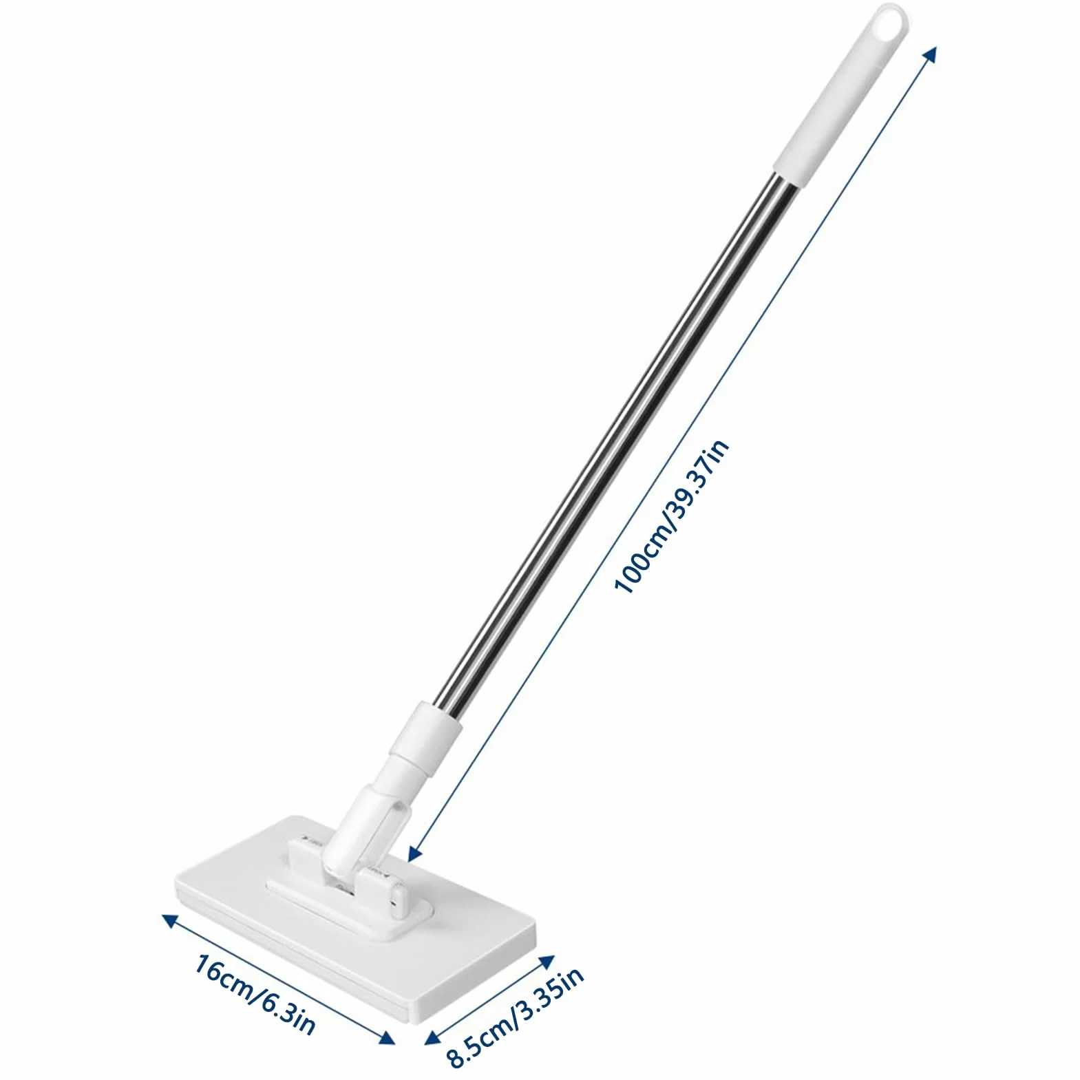 Genérico Mopa Incluye 4 Paños Reutilizables, 100×16×8,5cm Tipo Desmontable con Botón Pulsador Mopas, Fabricada En Resina De PP Y Varilla Telescópica De Acero Inoxidable, para El Hogar Y La Oficina