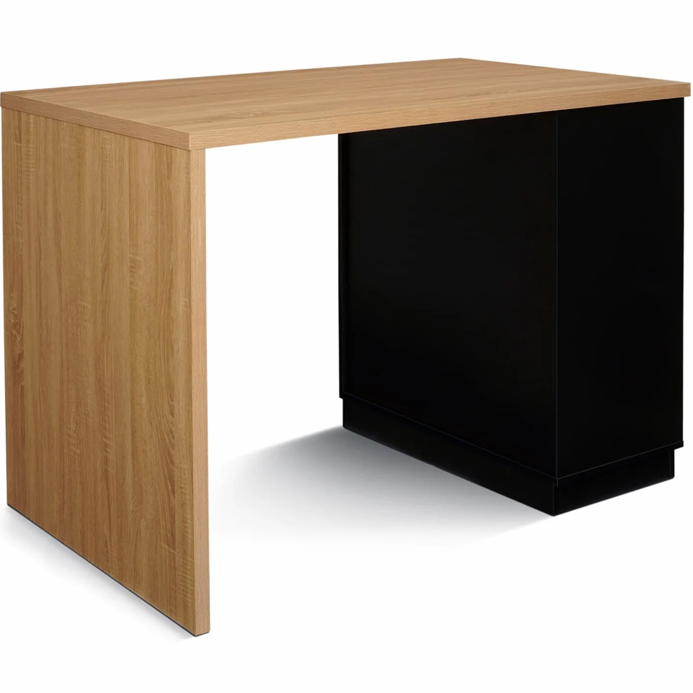 IDMarket – Ilot central para 4 personas VITO 130 cm negro y bandeja de madera
